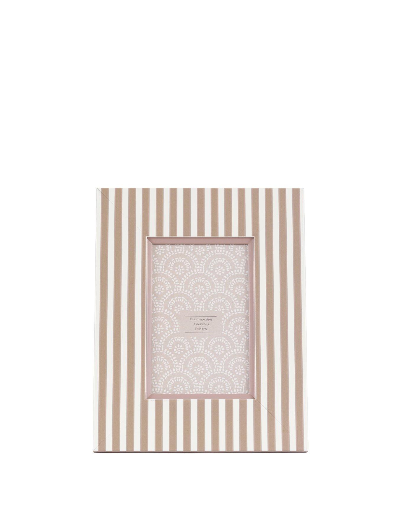 Image 1 of 4 of Gallery Direct 4x6 Mocha &amp; Olive Stripe Printed Photo Frame 2pk