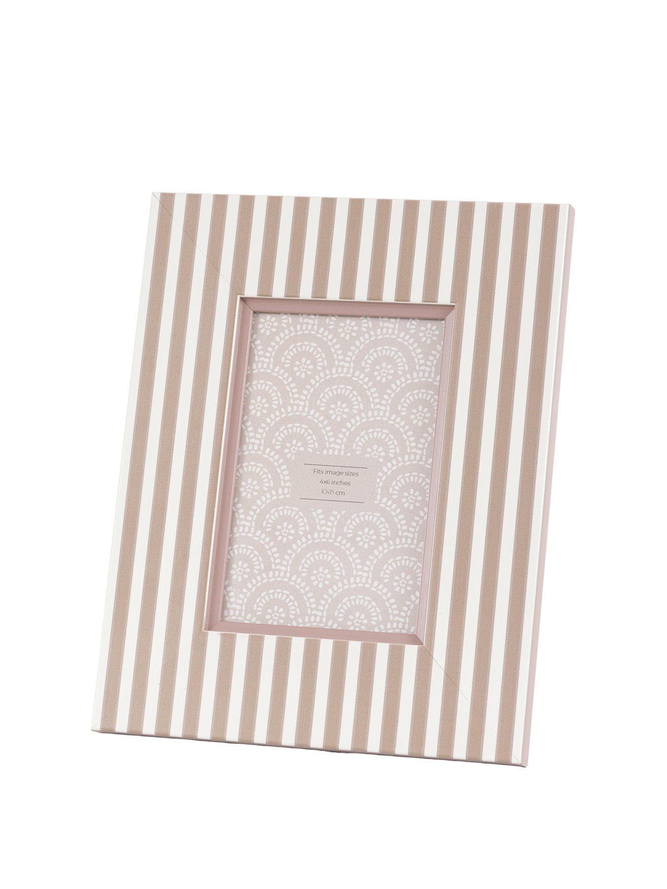 Image 2 of 4 of Gallery Direct 4x6 Mocha &amp; Olive Stripe Printed Photo Frame 2pk