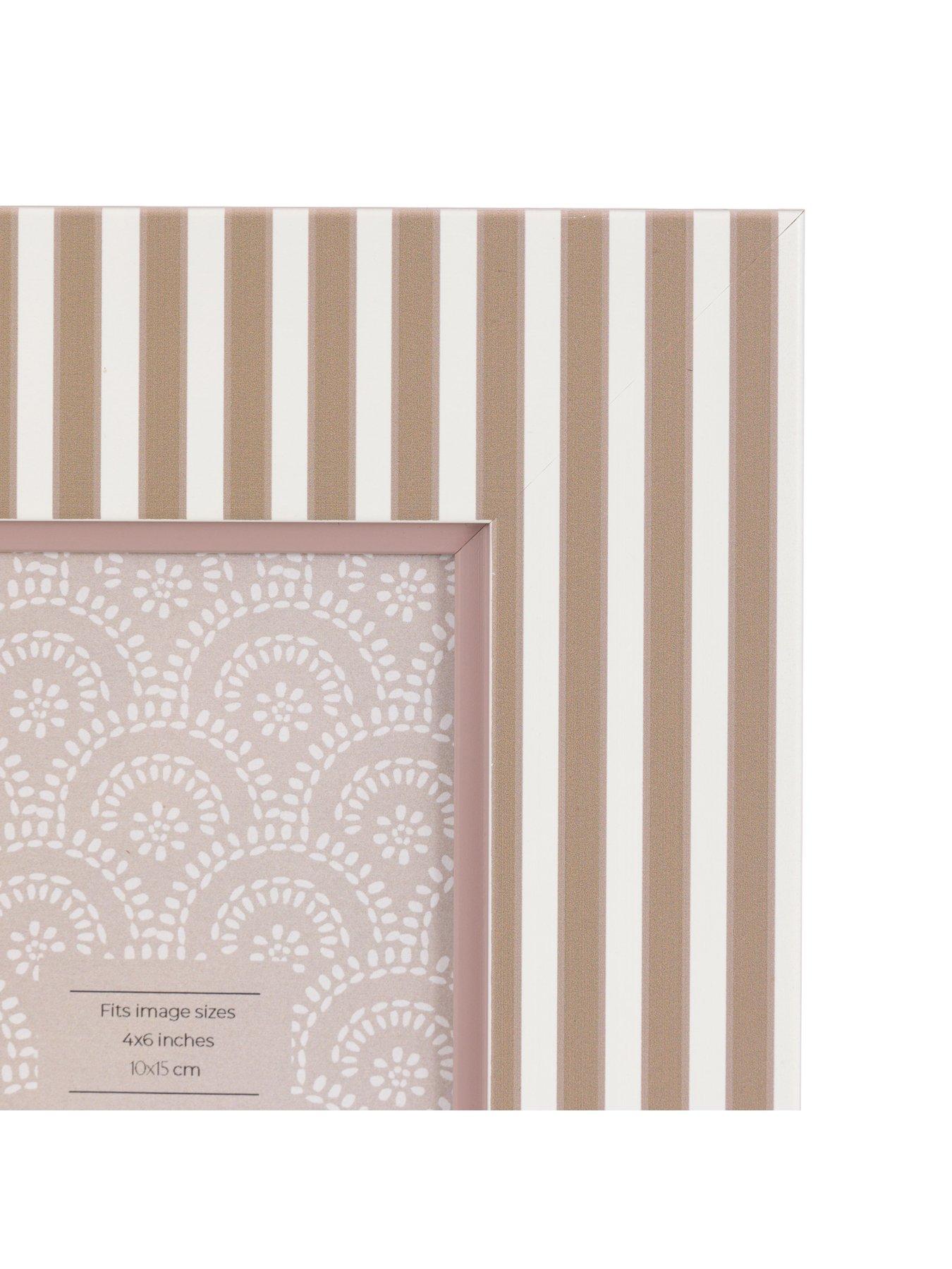 Image 3 of 4 of Gallery Direct 4x6 Mocha &amp; Olive Stripe Printed Photo Frame 2pk
