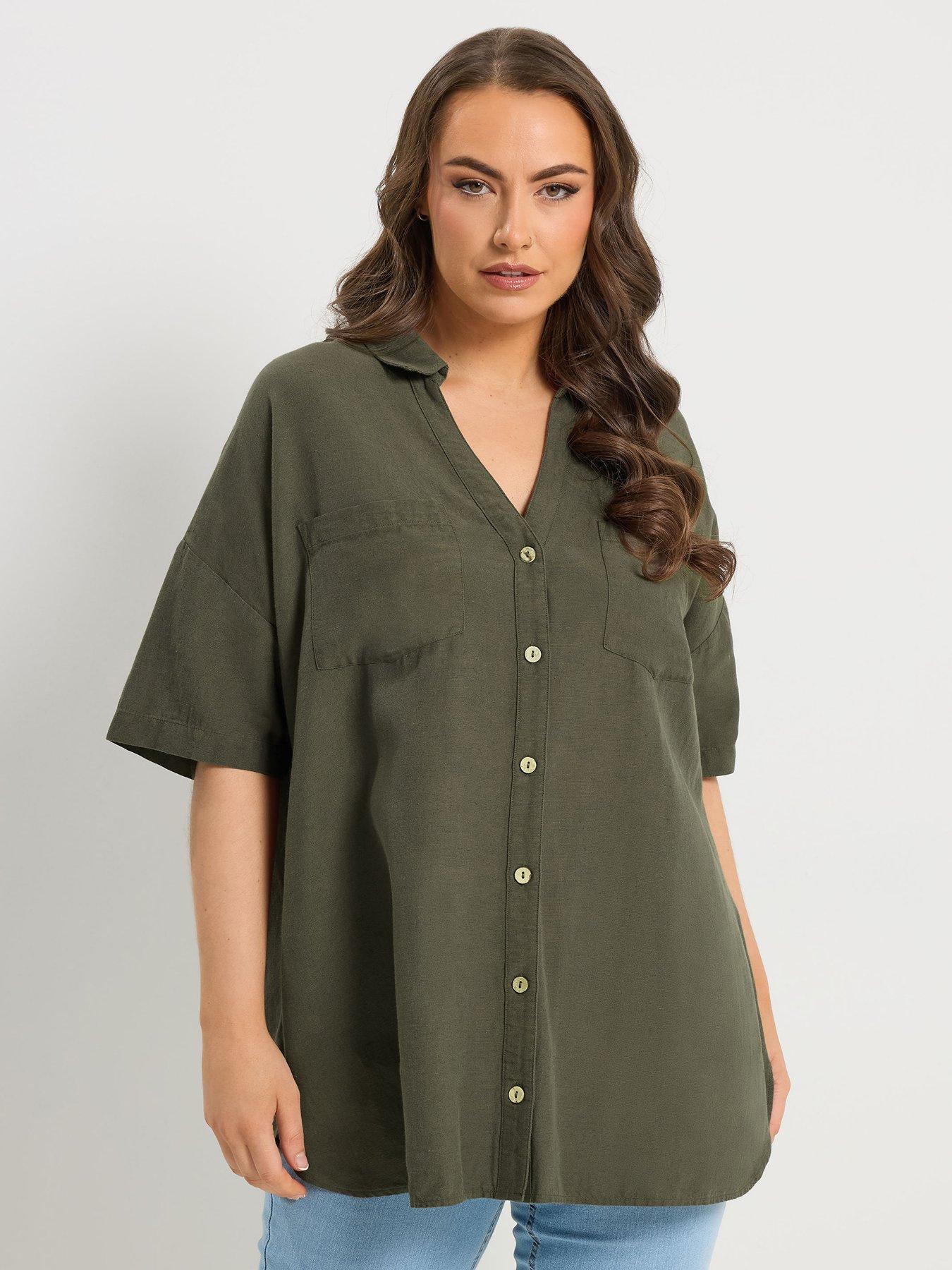 Yours Curve Desert Shirt - Green
