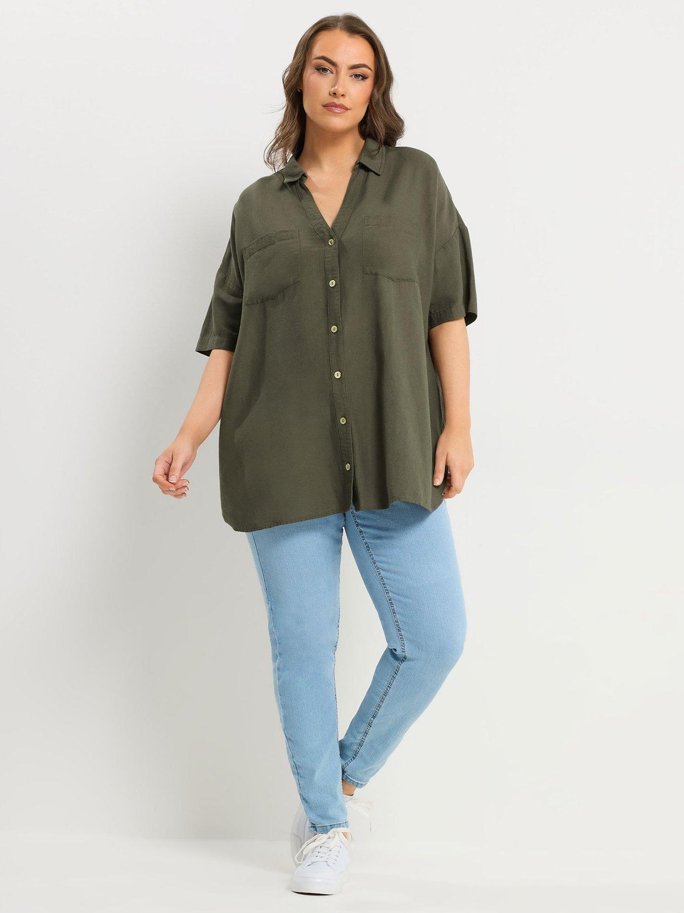 Image 3 of 5 of Yours Curve Desert Shirt - Green