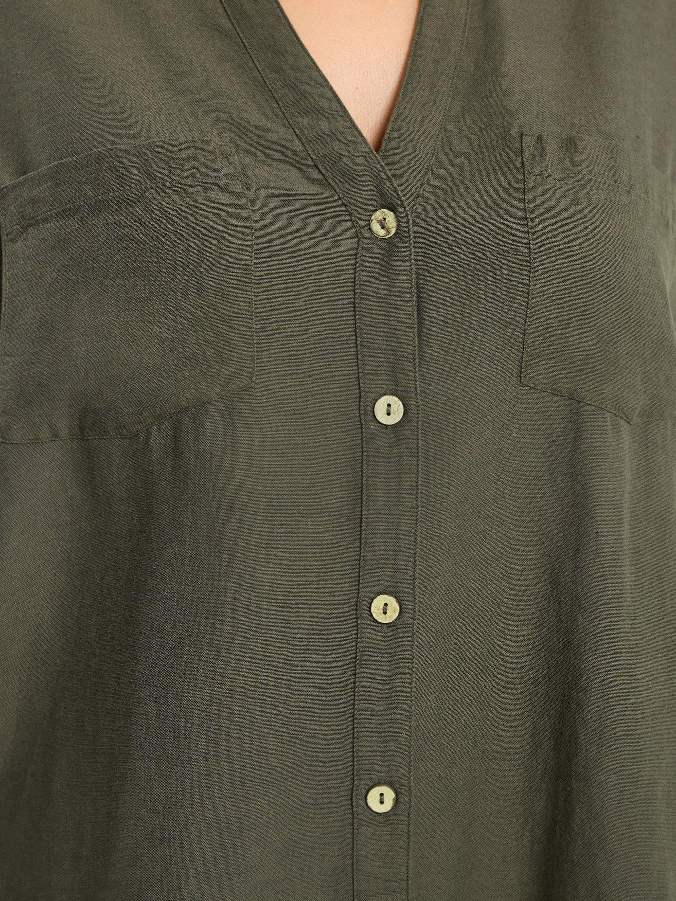 Image 4 of 5 of Yours Curve Desert Shirt - Green