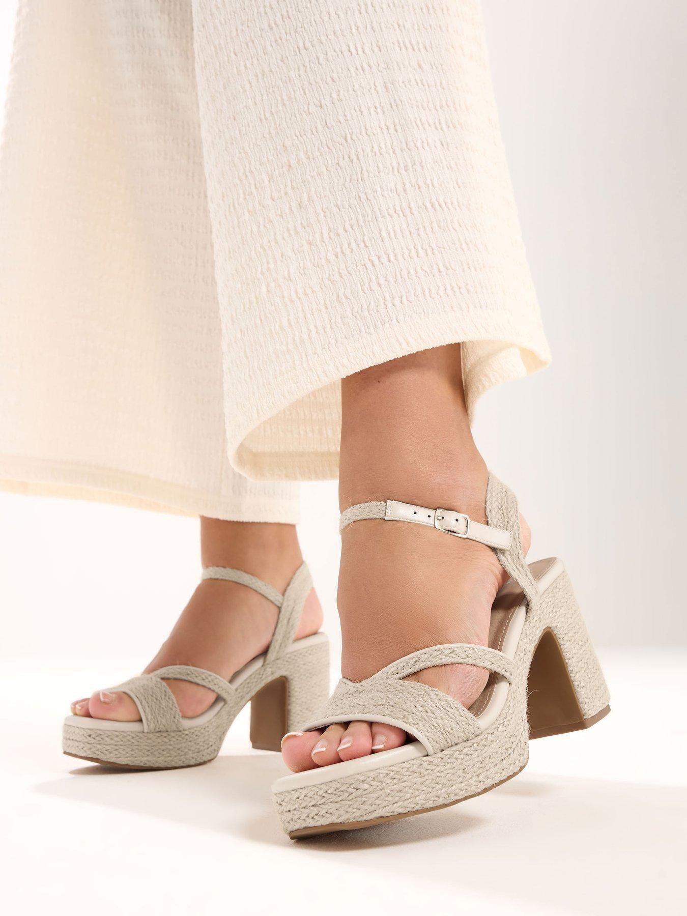 Yours Extra Wide Fit Rope Heel Sandals - Cream