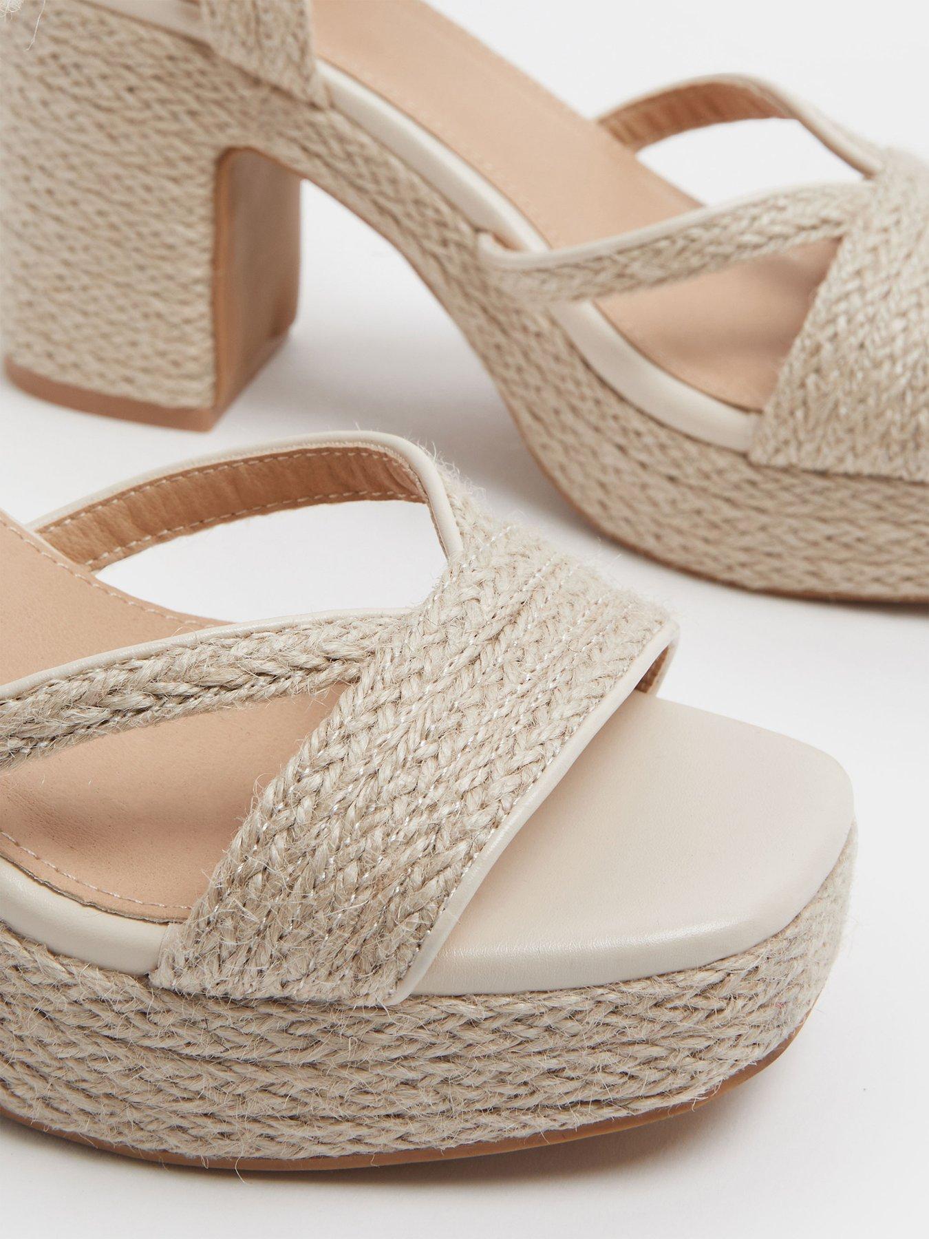 Yours Extra Wide Fit Rope Heel Sandals - Cream | Very
