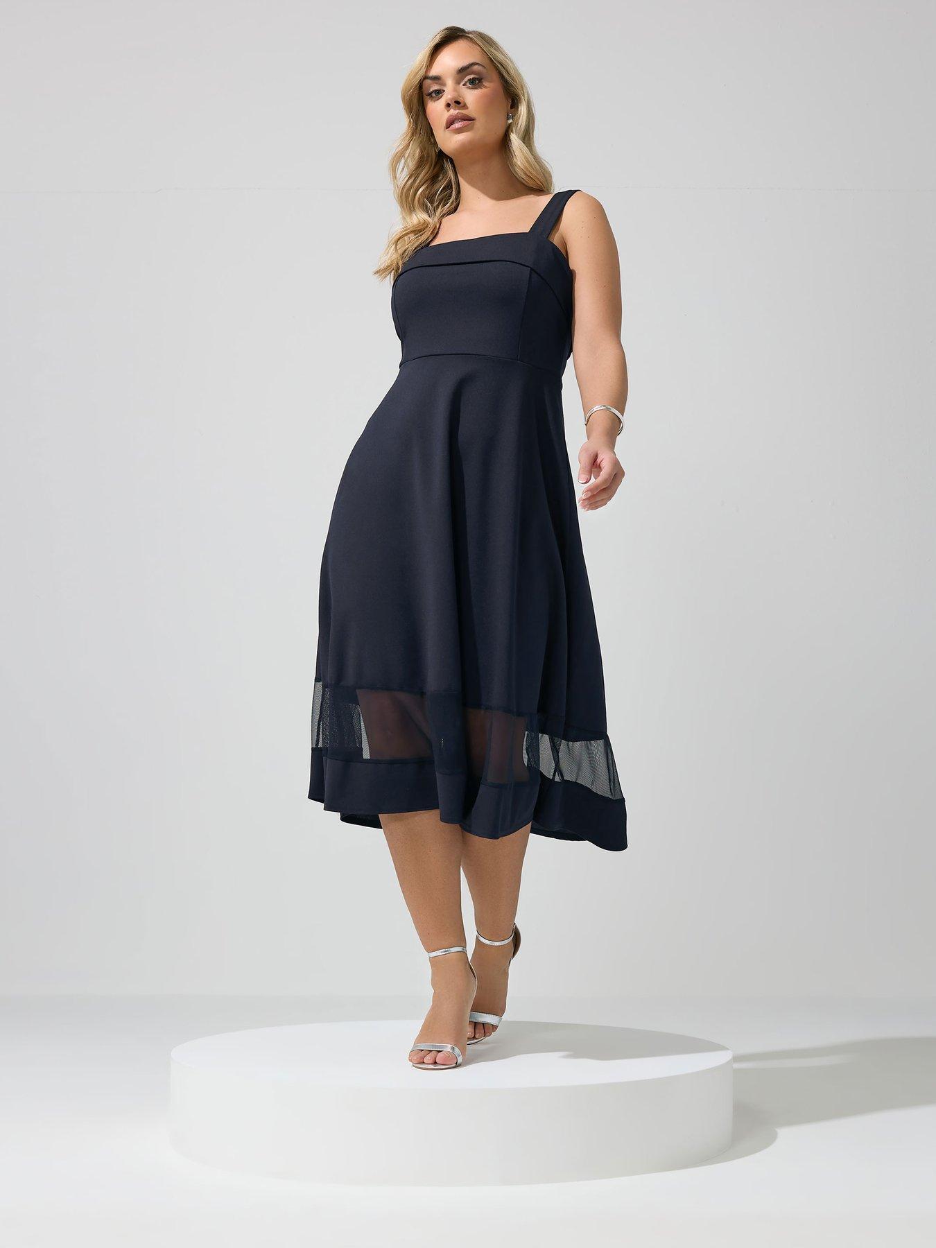 Image 3 of 5 of Yours Curve Mesh Insert Cold Shoulder Skater Dress