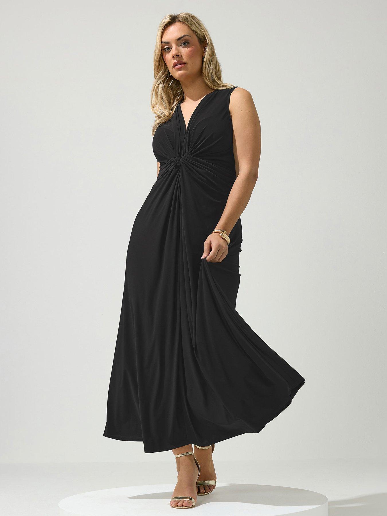 Yours Curve Knot Front Sleeveless Maxi Dress - Black