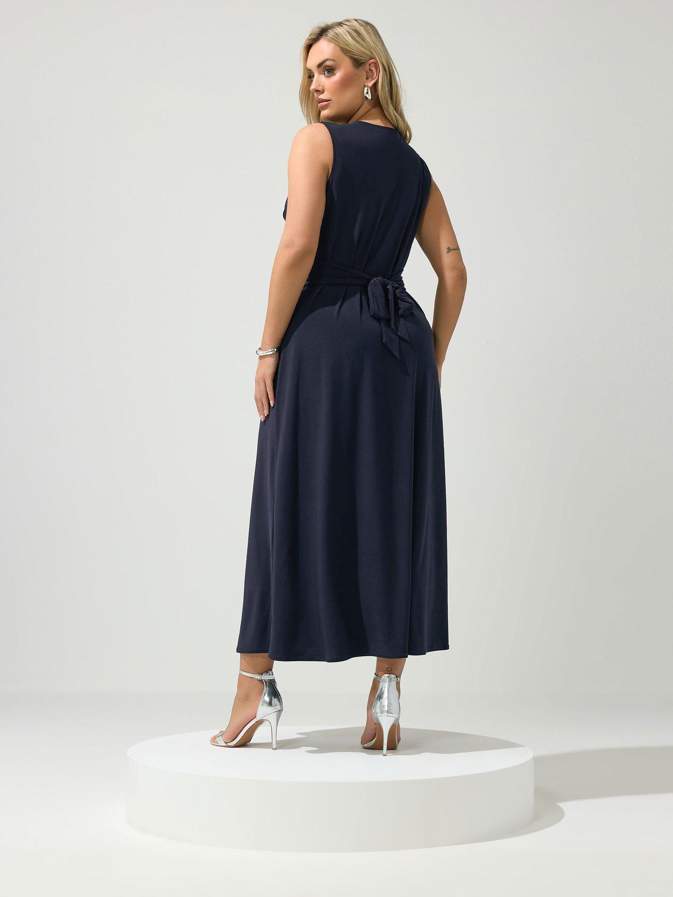 Image 2 of 5 of Yours Curve Knot Front Sleeveless Maxi Dress - Blue