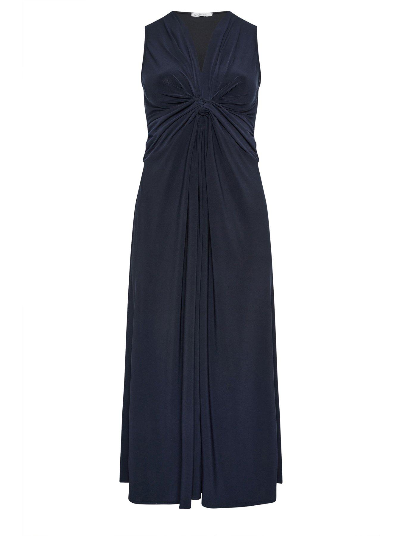 Image 5 of 5 of Yours Curve Knot Front Sleeveless Maxi Dress - Blue