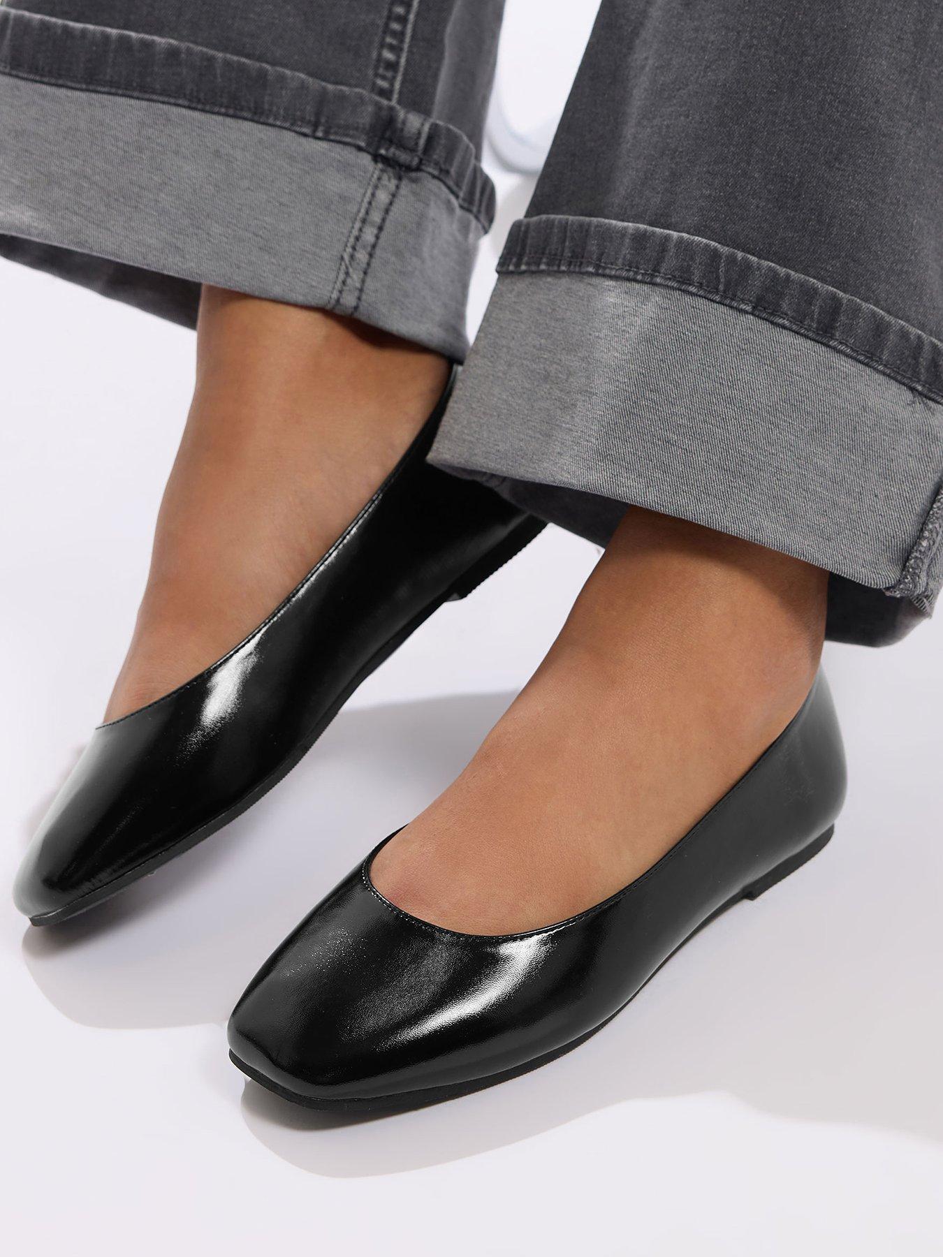 Image 1 of 4 of Yours Wide Fit Square Toe Ballet Pump - Black