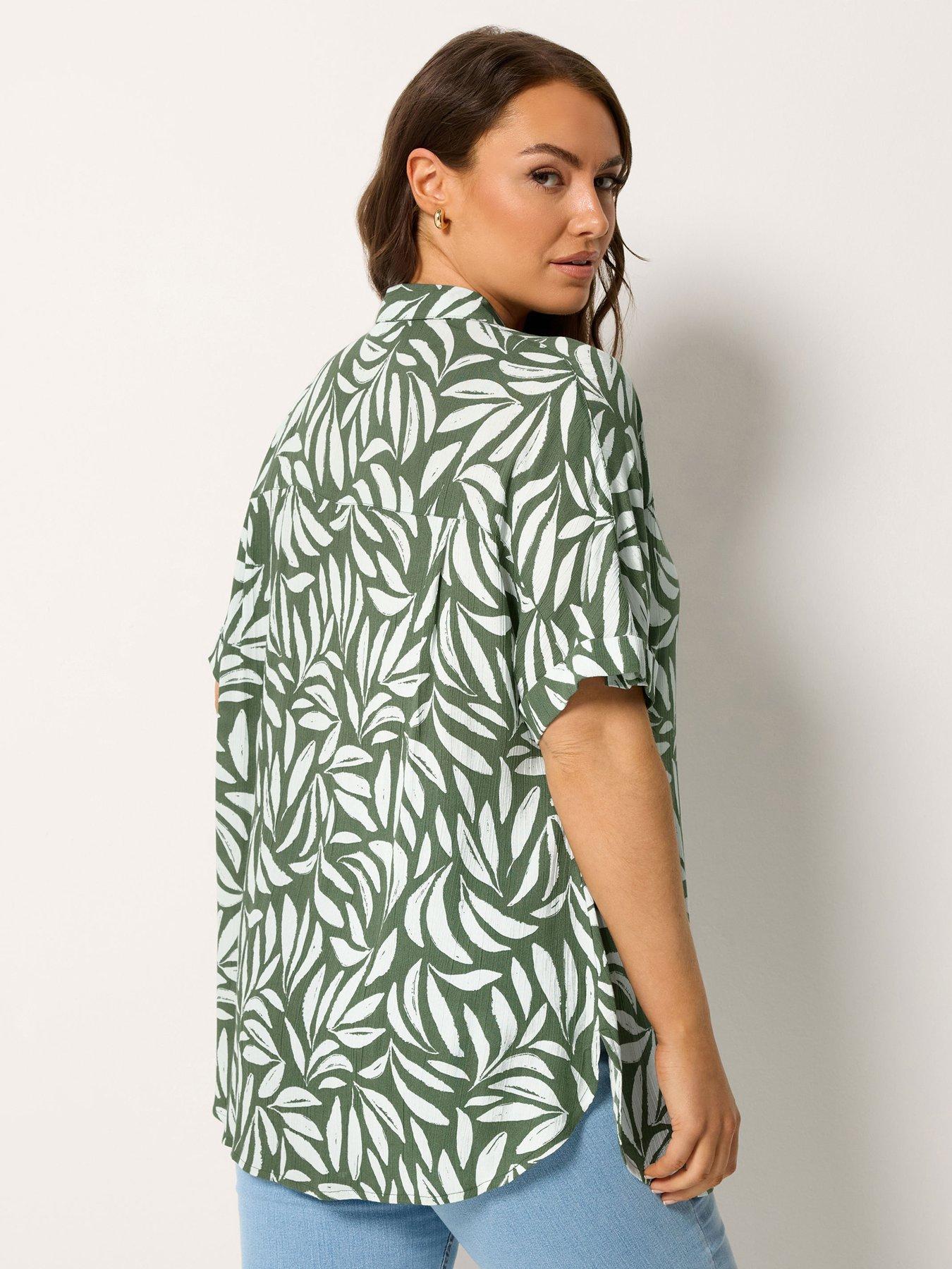 Image 2 of 5 of Yours Curve Short Sleeve Crinkle Shirt