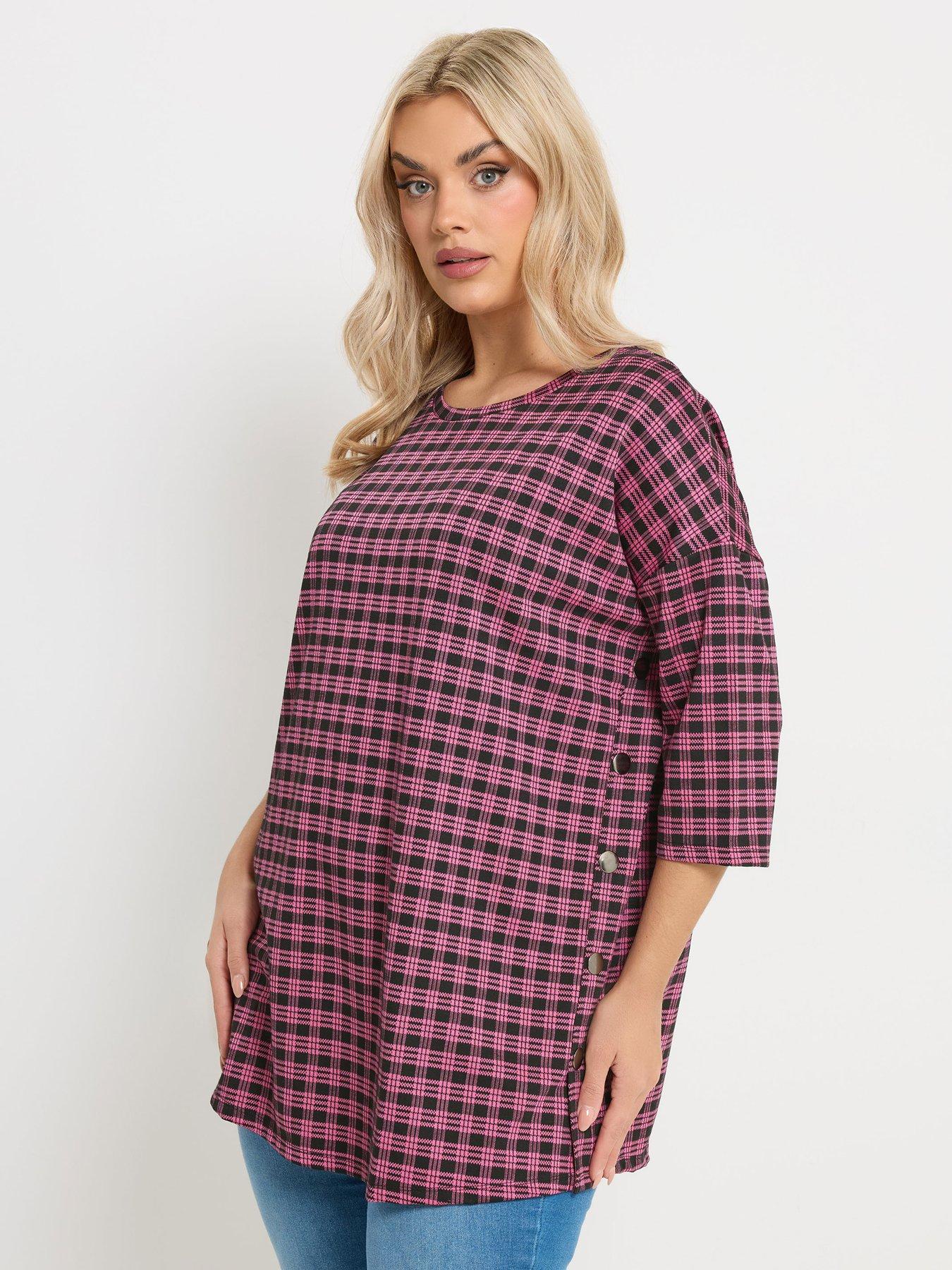 Yours Curve Check Side Button Detail Top - Pink