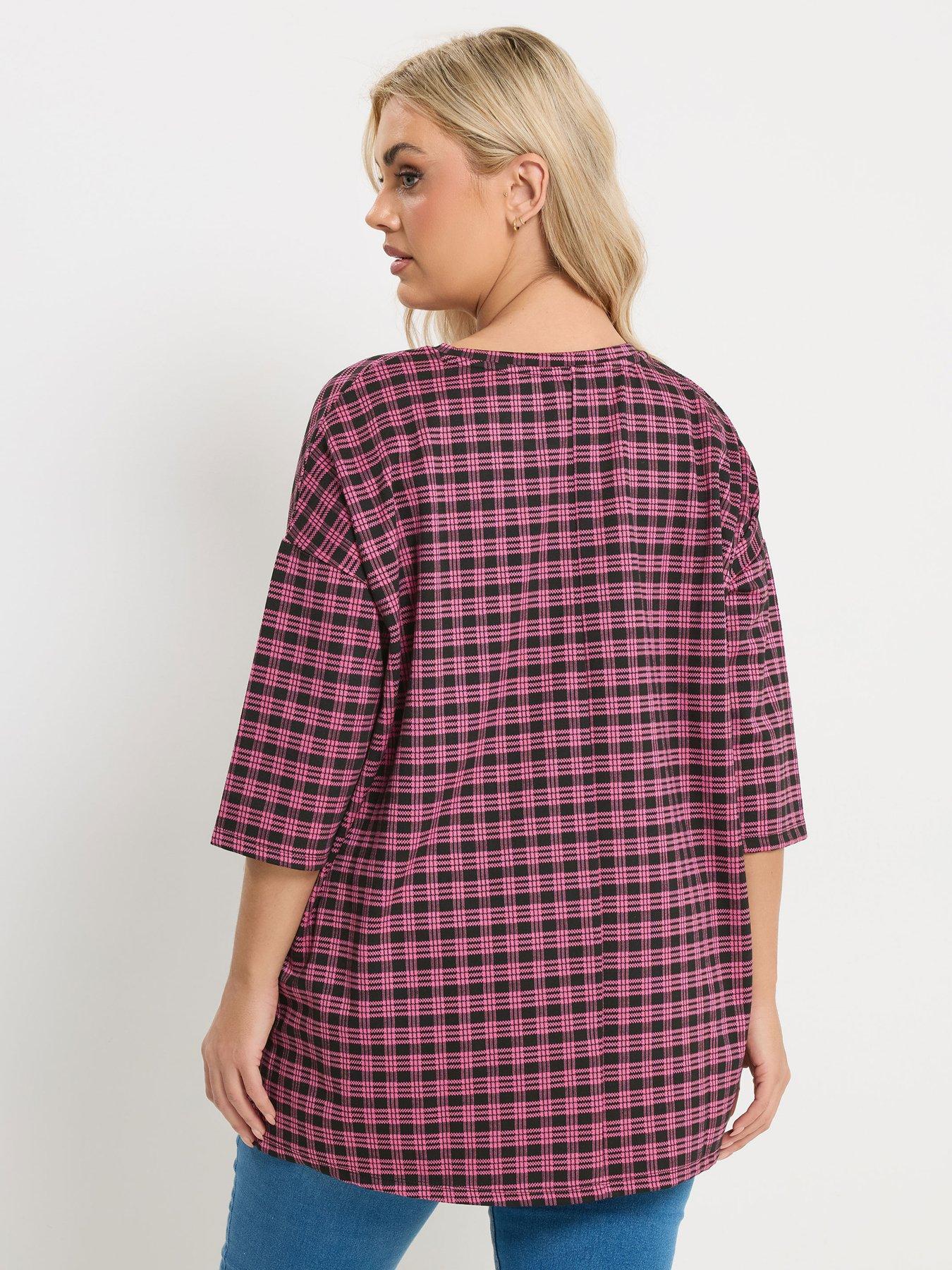 Yours Curve Check Side Button Detail Top - Pink | Very