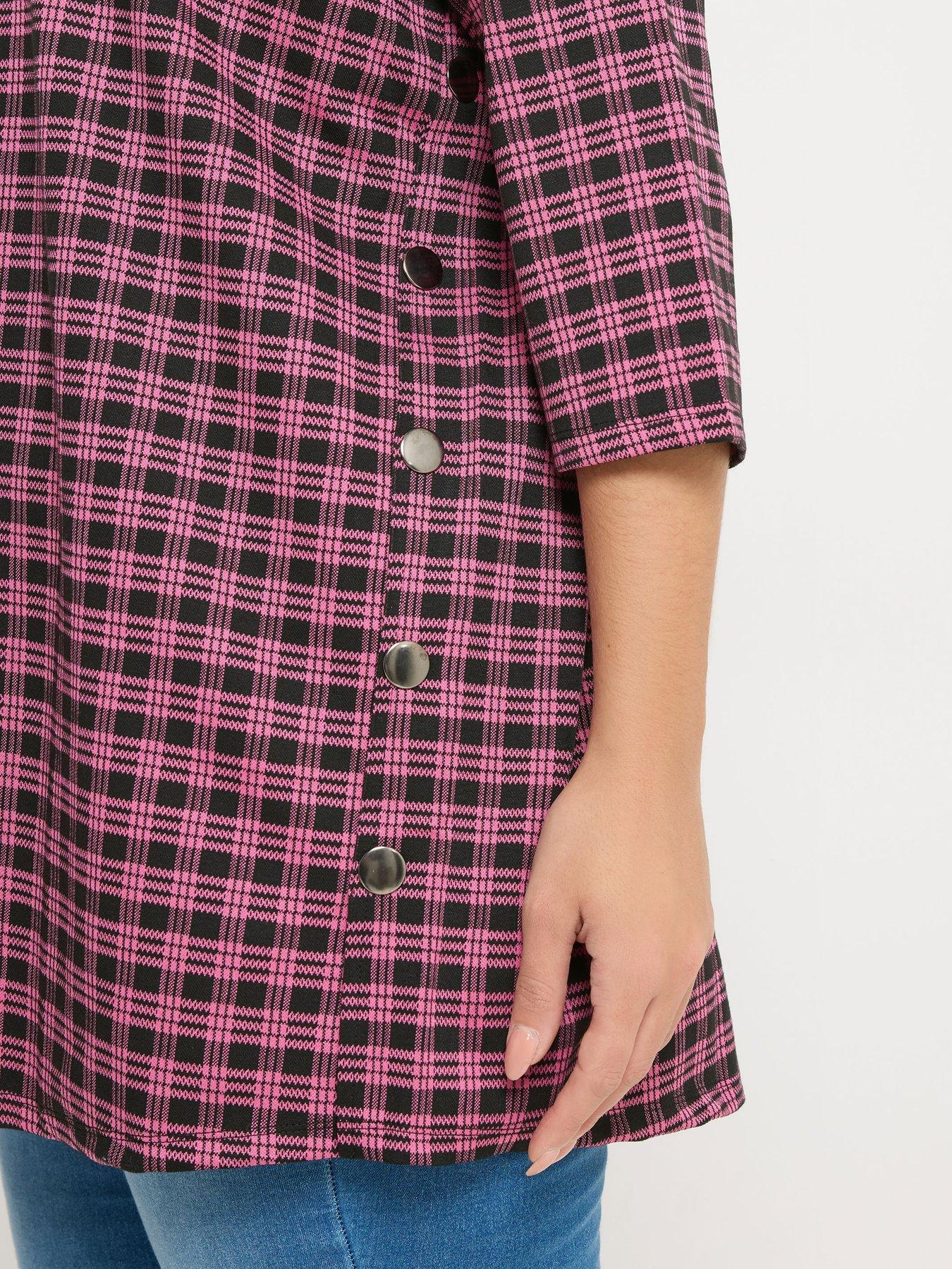 Yours Curve Check Side Button Detail Top - Pink | Very