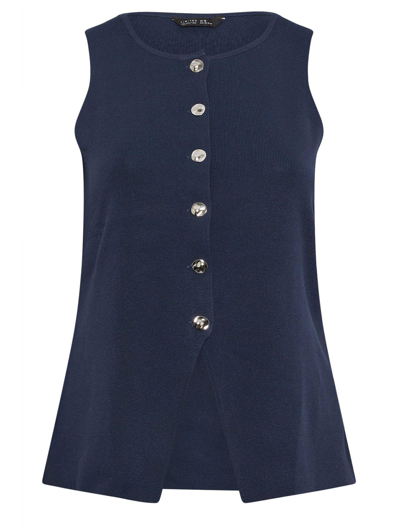 Image 5 of 5 of Yours Curve Knitted Waistcoat - Blue