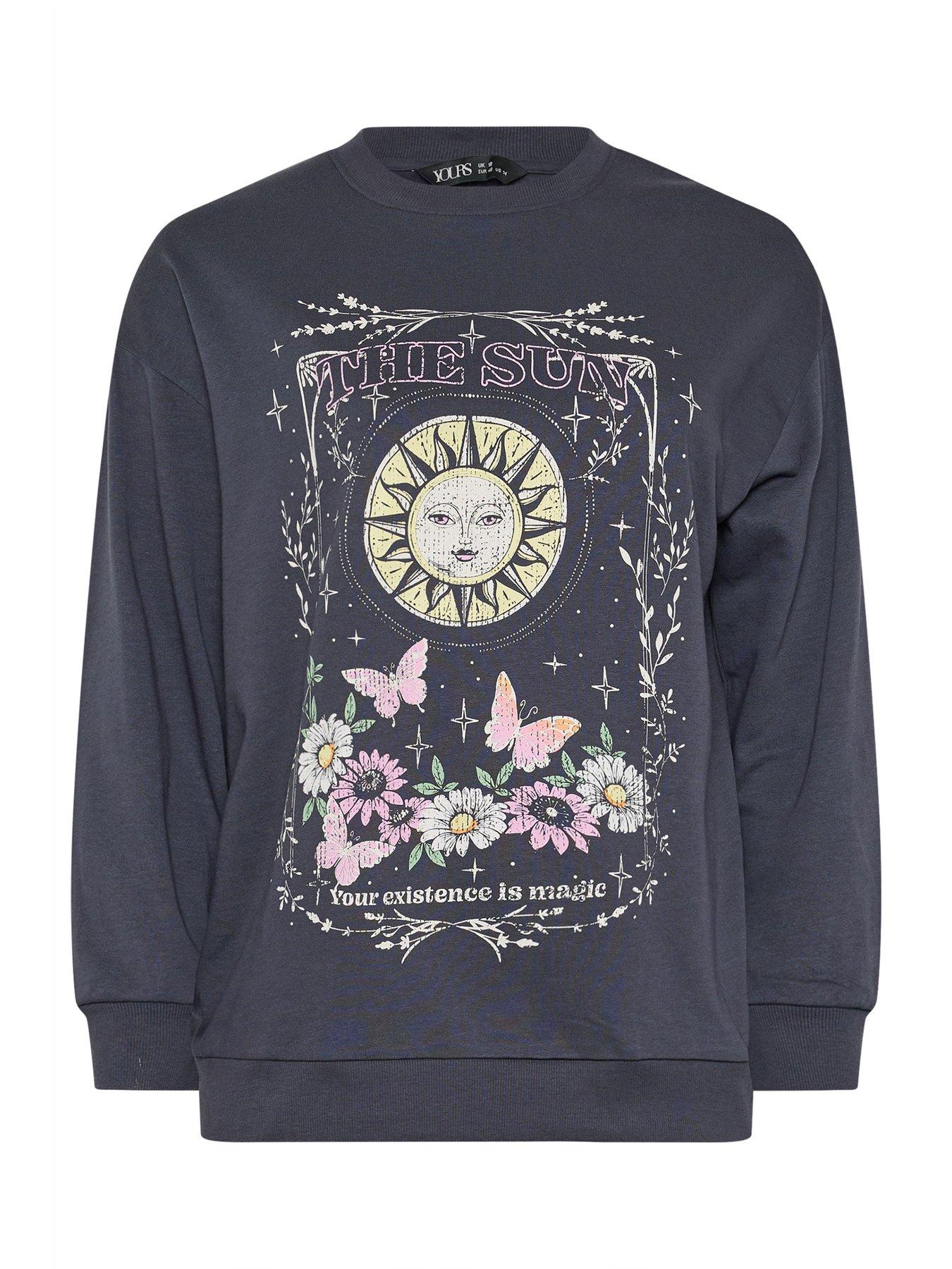 Image 5 of 5 of Yours Curve Sun &amp; Moon Sweatshirt - Grey