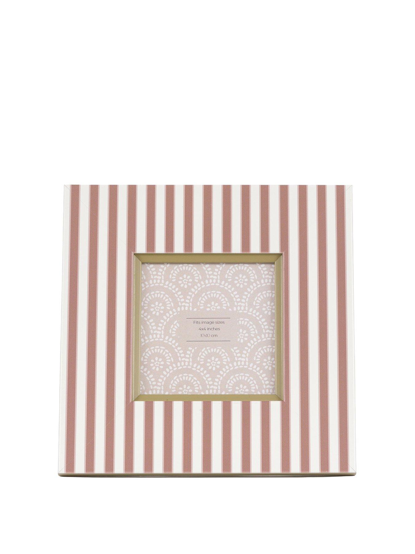Image 2 of 4 of Gallery Direct 4x4 Mocha &amp; Olive Stripe Printed Photo Frame 2pk