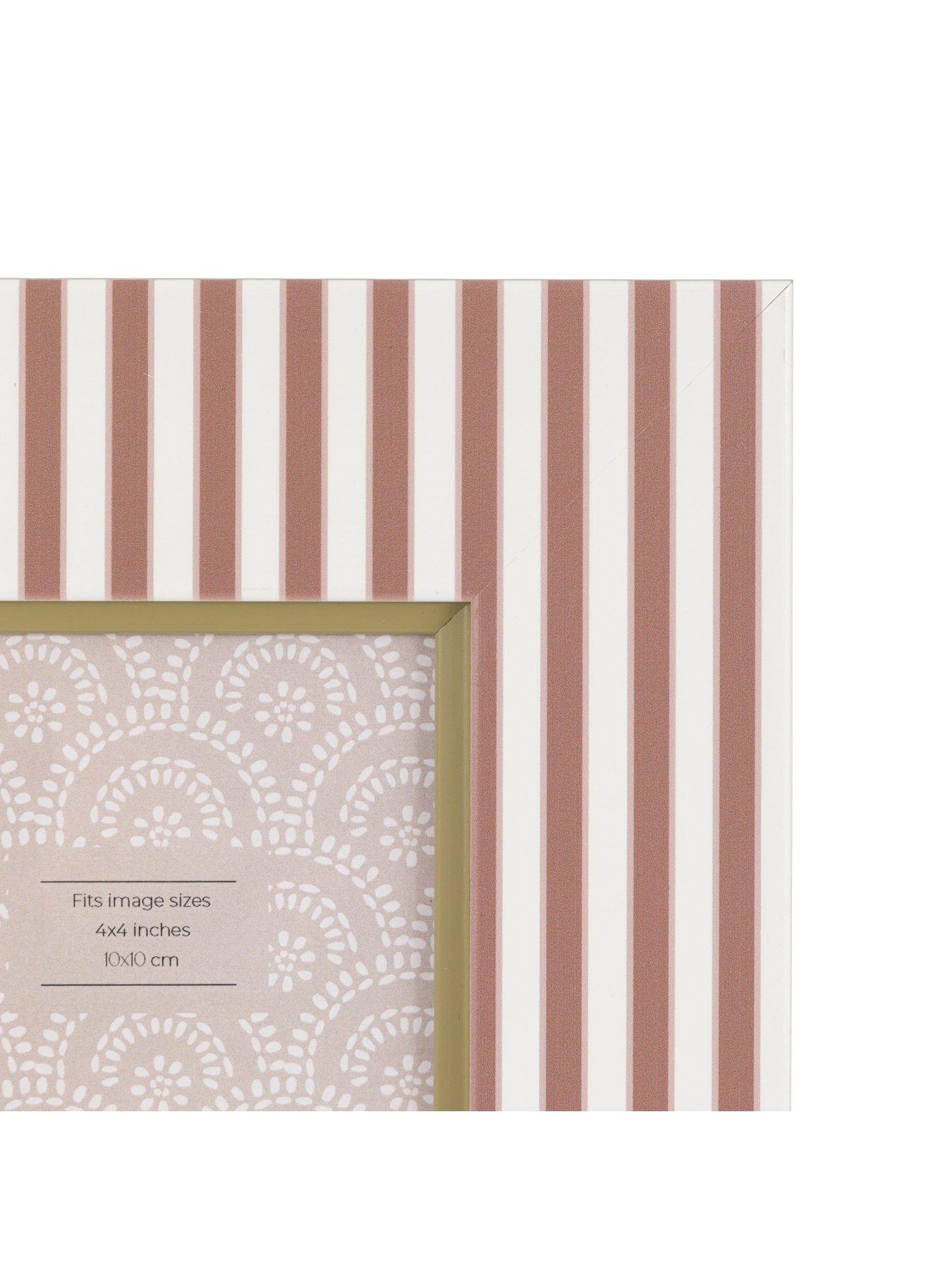 Image 3 of 4 of Gallery Direct 4x4 Mocha &amp; Olive Stripe Printed Photo Frame 2pk