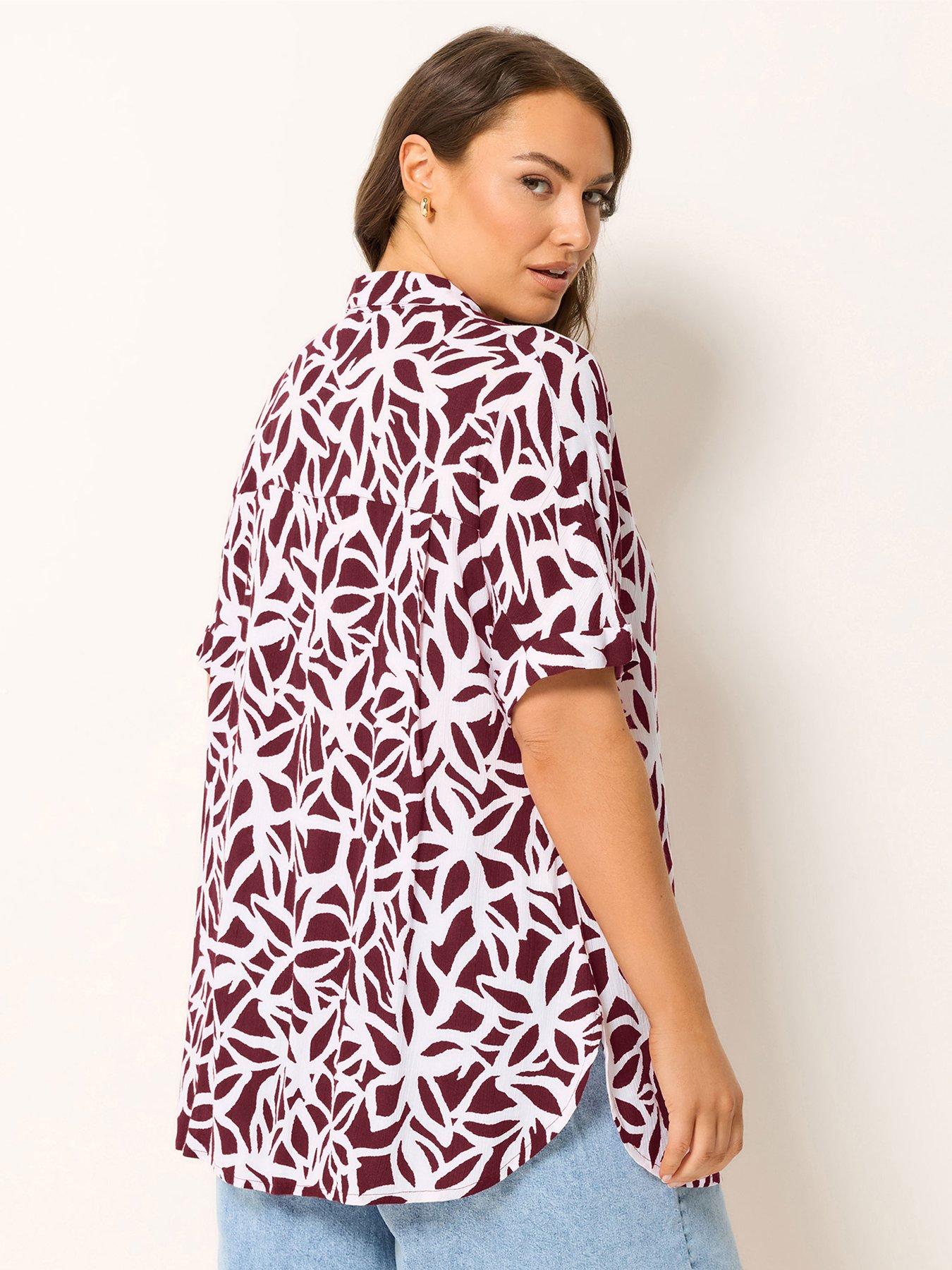 Image 2 of 5 of Yours Curve Short Sleeve Crinkle Shirt