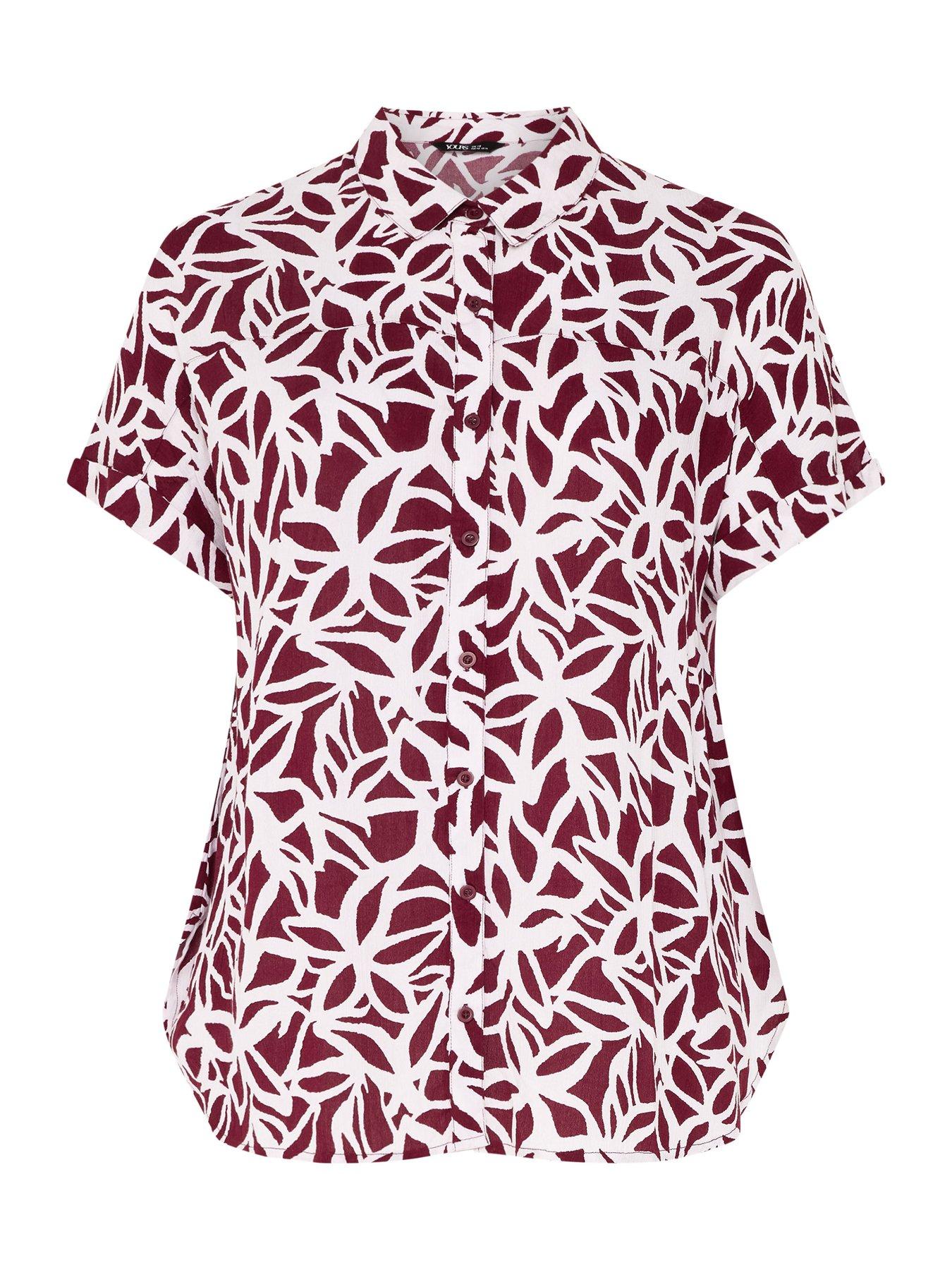Image 5 of 5 of Yours Curve Short Sleeve Crinkle Shirt
