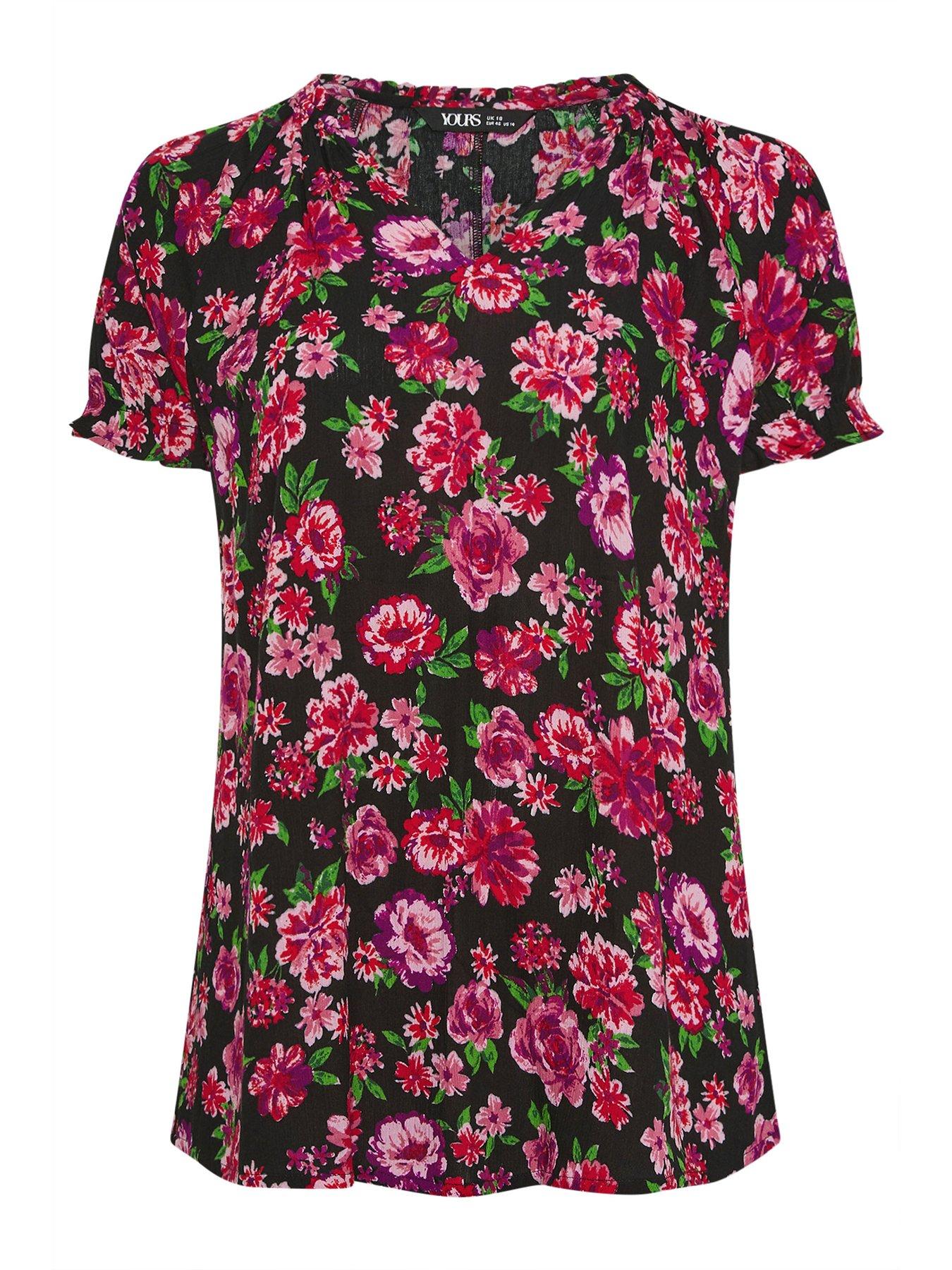 Image 5 of 5 of Yours Curve Gypsy Crinkle Notchneck Top - Pink