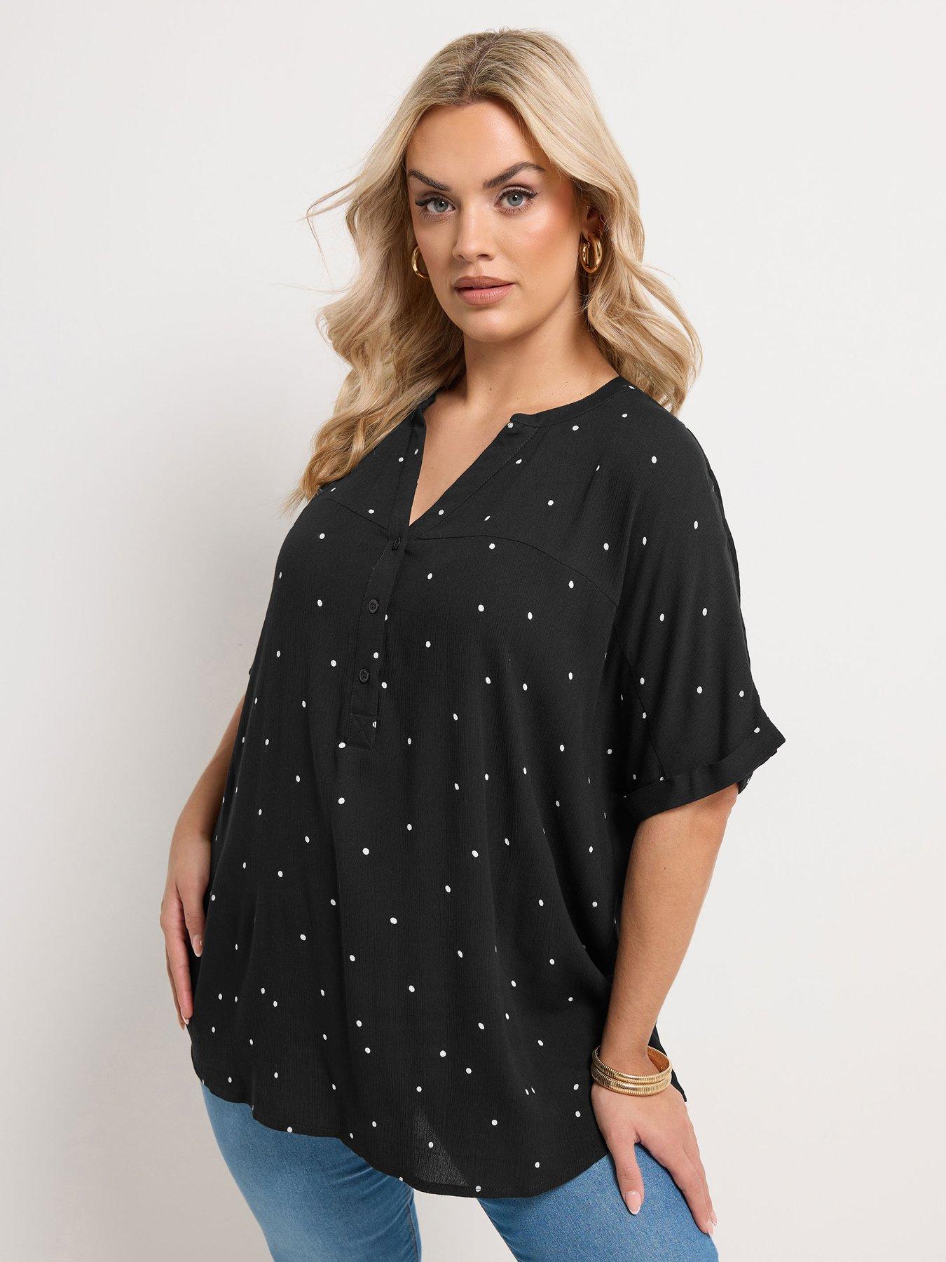 Yours Curve Gypsy Printed Crinkle Notchneck Top