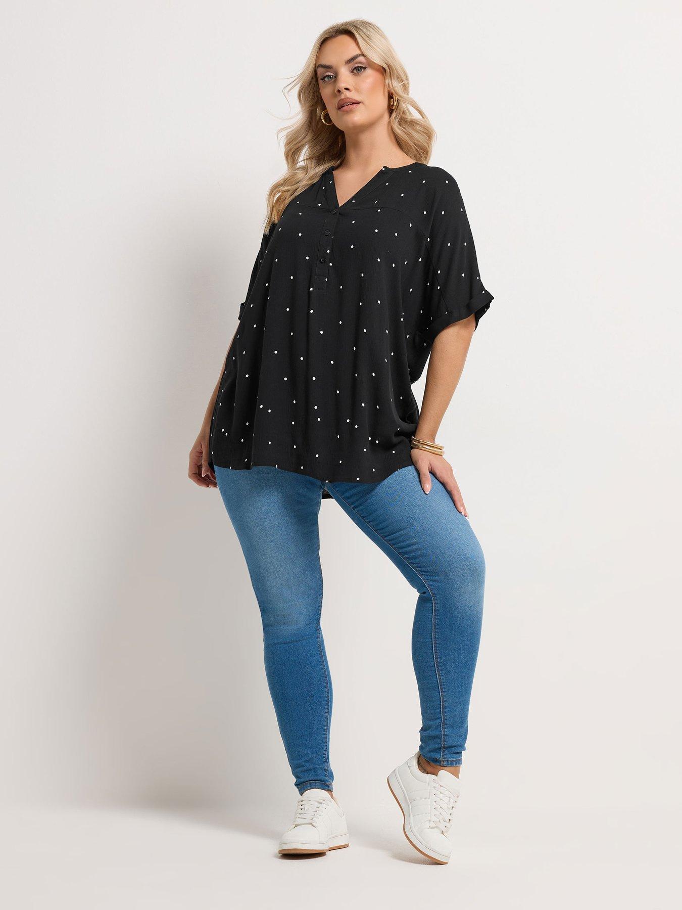 Image 3 of 5 of Yours Curve Gypsy Printed Crinkle Notchneck Top