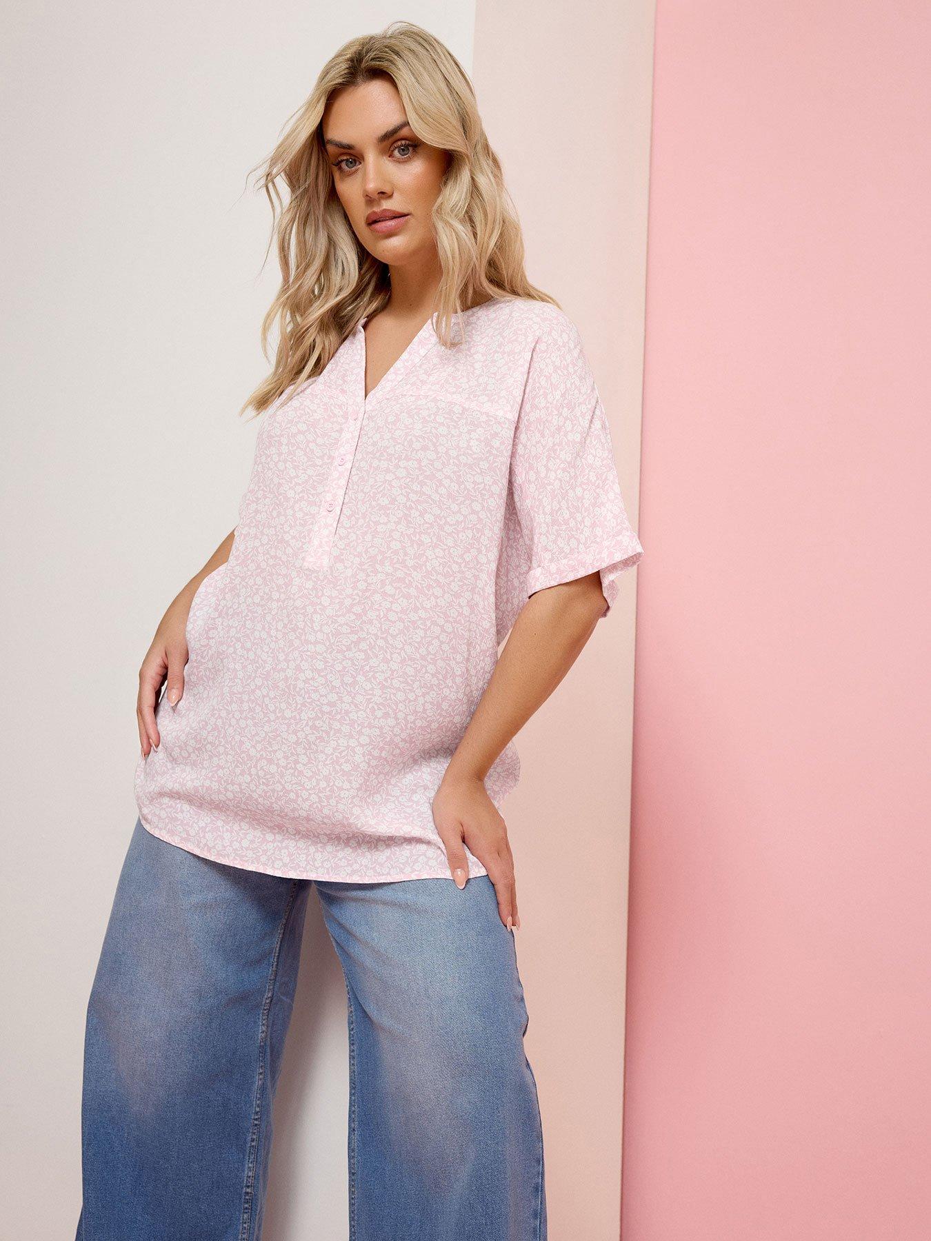 Image 1 of 6 of Yours Curve Gypsy Printed Crinkle Notchneck Top
