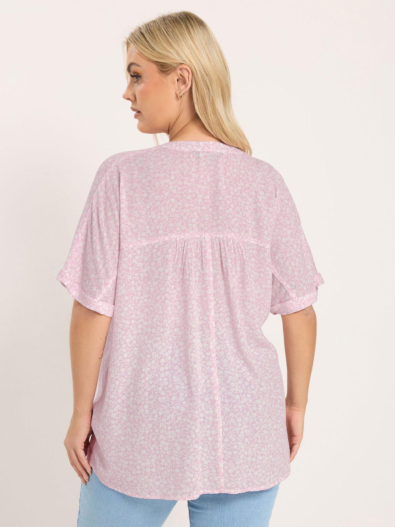 Image 2 of 6 of Yours Curve Gypsy Printed Crinkle Notchneck Top