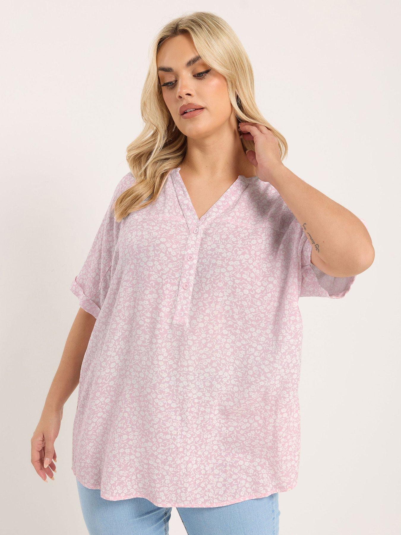 Image 4 of 6 of Yours Curve Gypsy Printed Crinkle Notchneck Top