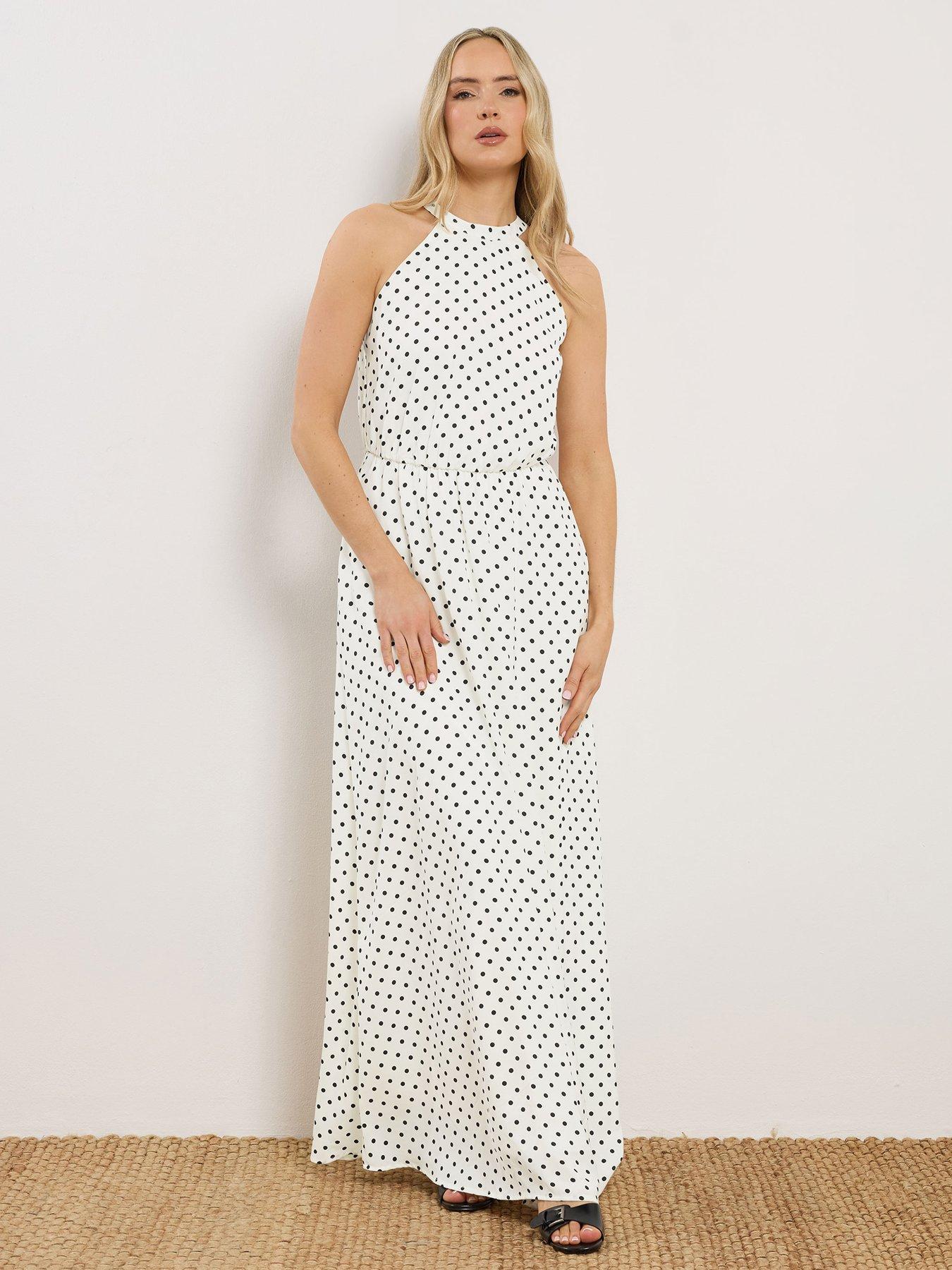 Long Tall Sally Tall Spot Print Satin Halter Dress