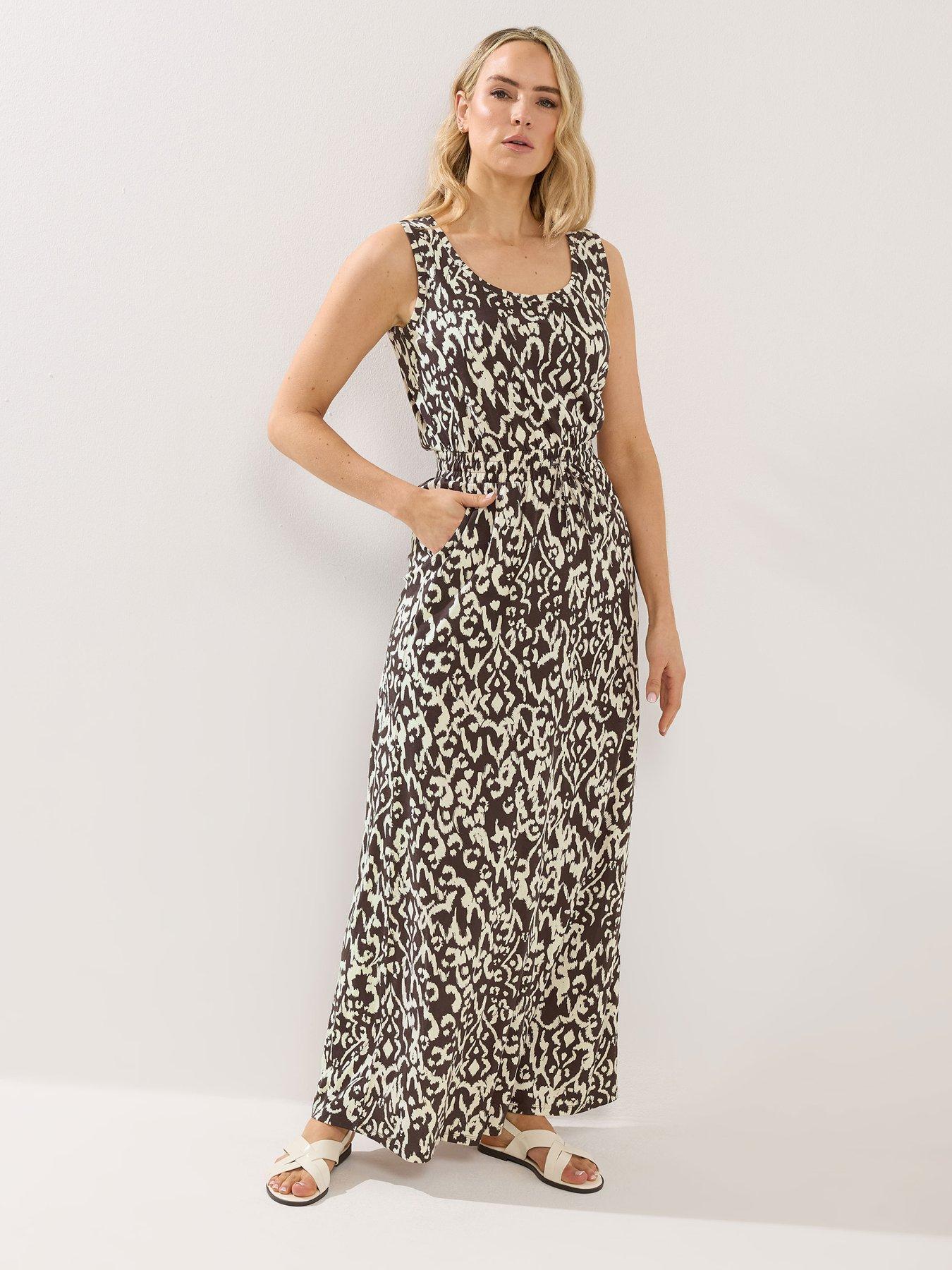 Long Tall Sally Tall Aztec Print Tie Waist Maxi Dress - Brown