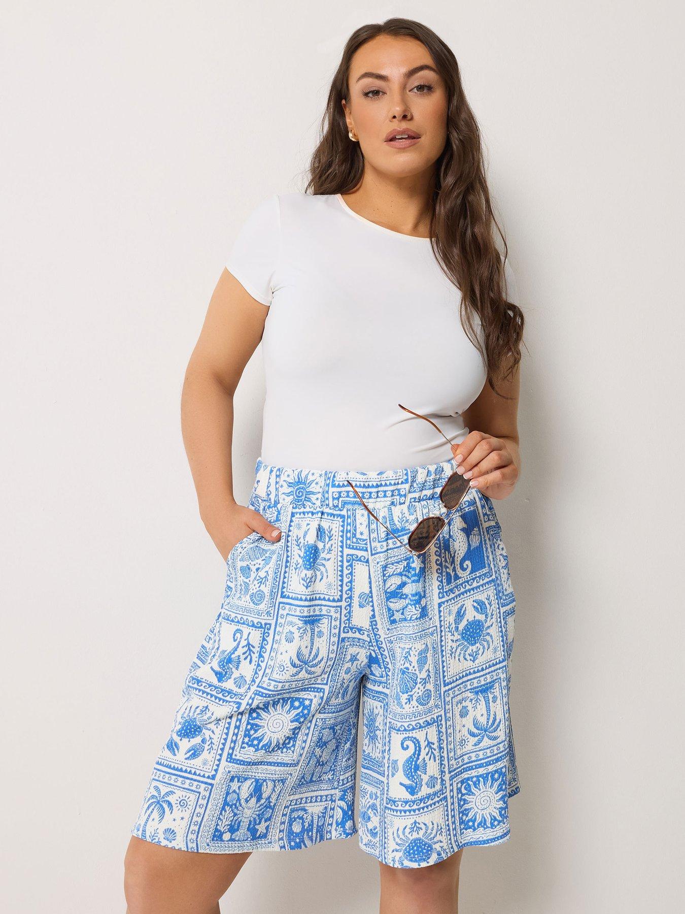 Yours Curve Jersey Crinkle Shorts