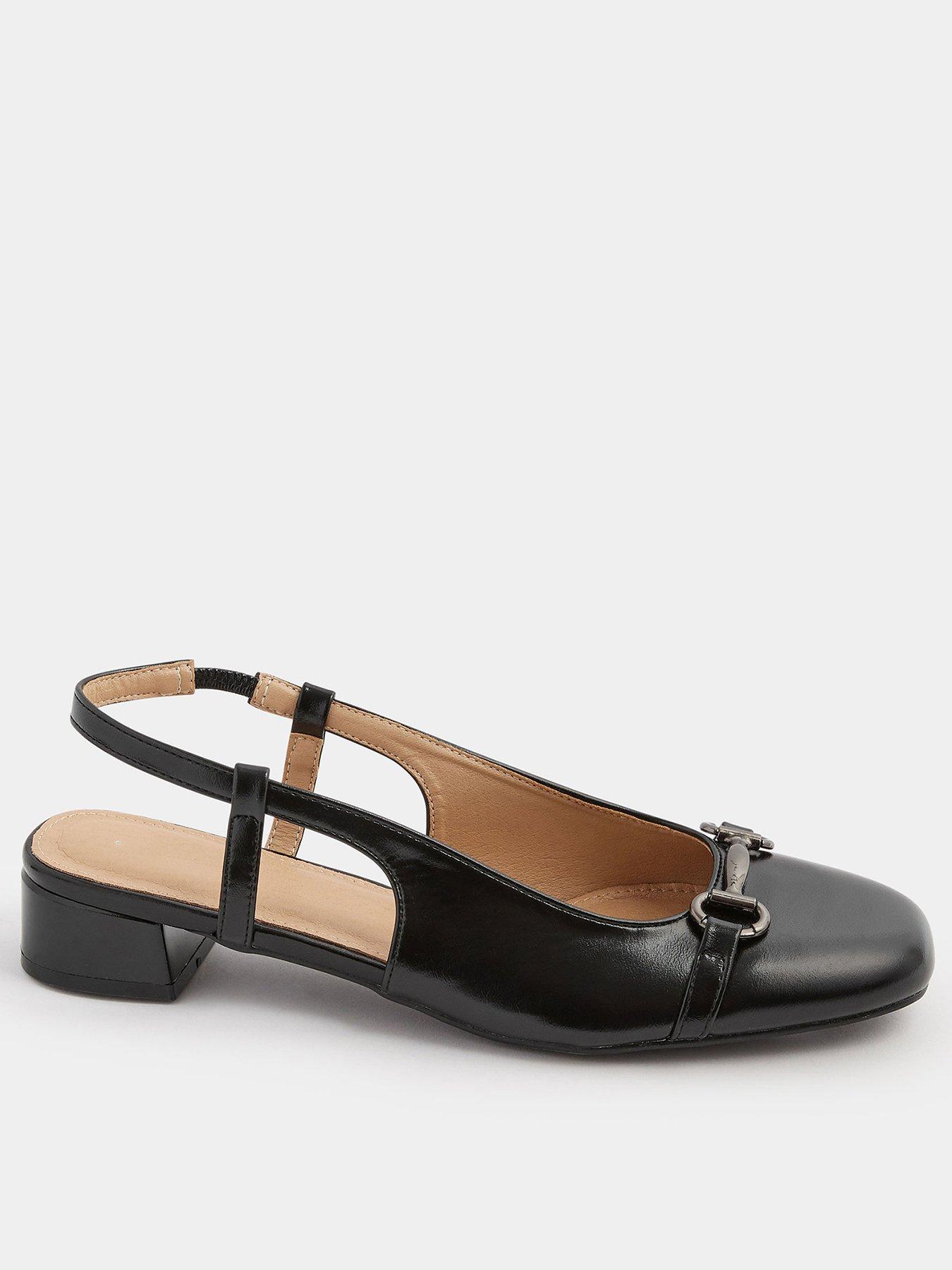 Long Tall Sally Snaffle Trim Square Toe Block Heel - Black