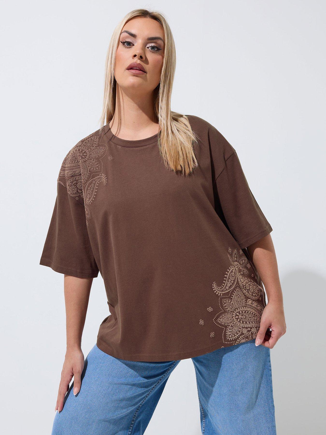 Image 1 of 5 of Yours Curve Floral Print T-shirt