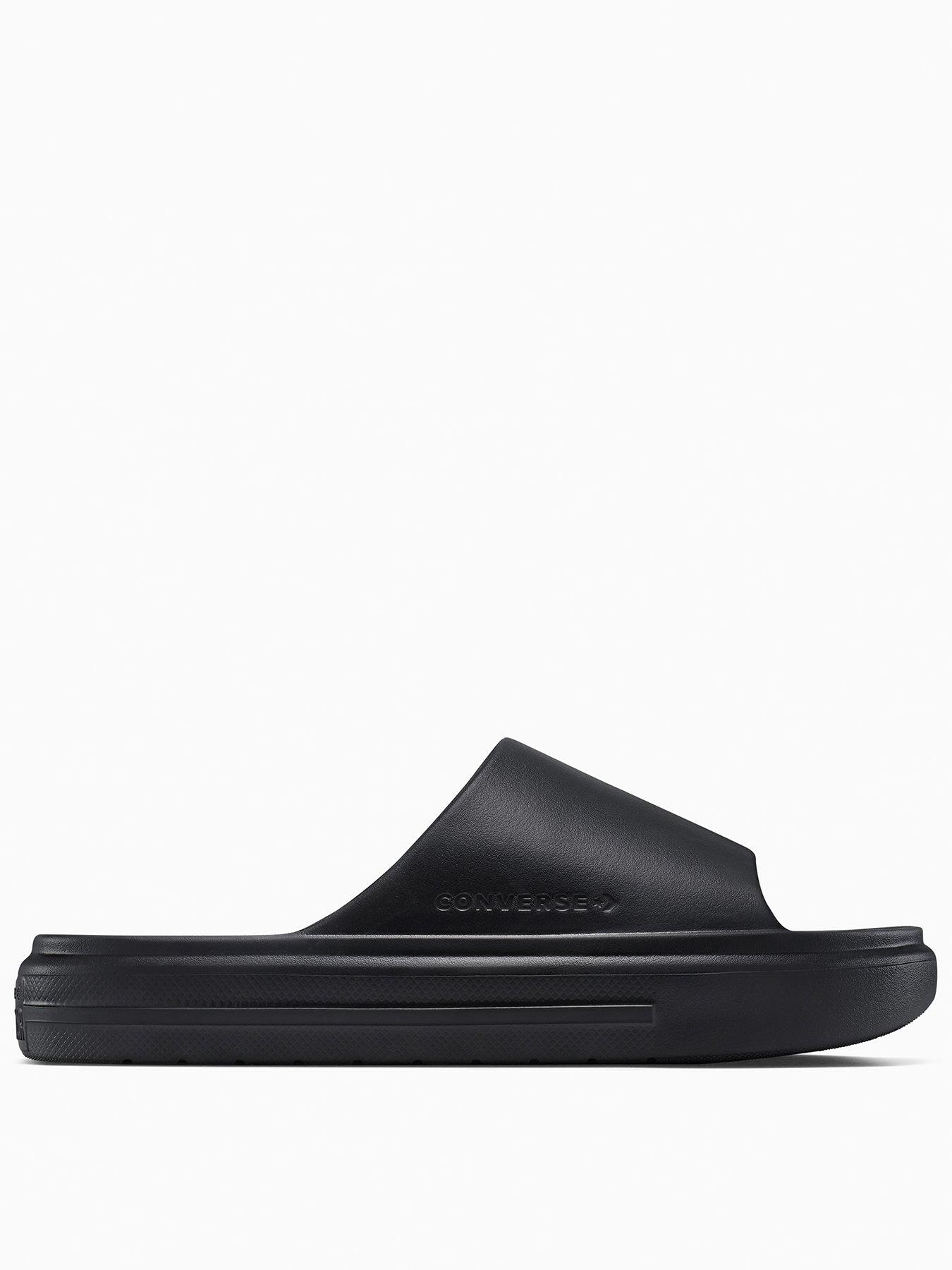 Converse Mens Essential Slide, Black, Size 10, Men