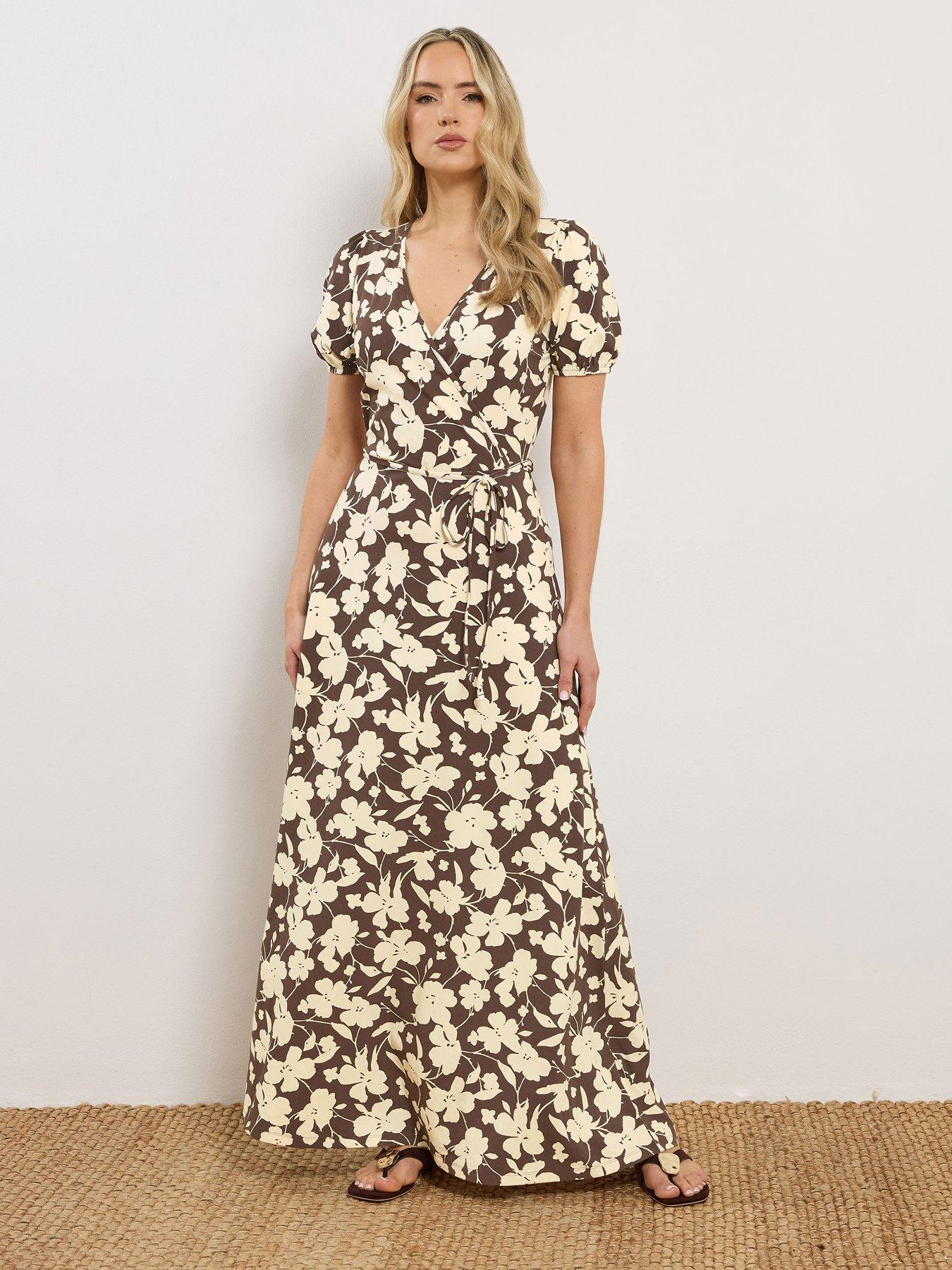 Long Tall Sally Floral Wrap Maxi Dress - Brown