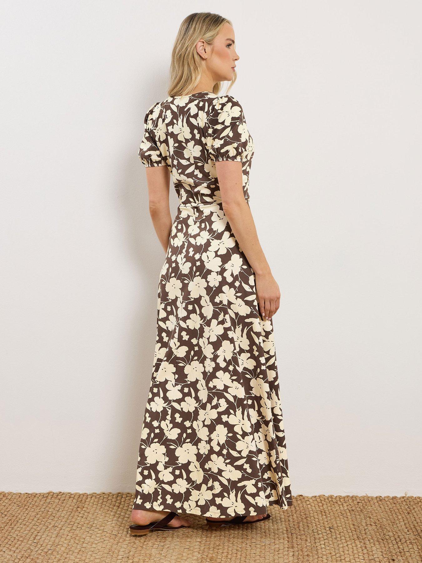 Image 2 of 5 of Long Tall Sally Floral Wrap Maxi Dress - Brown
