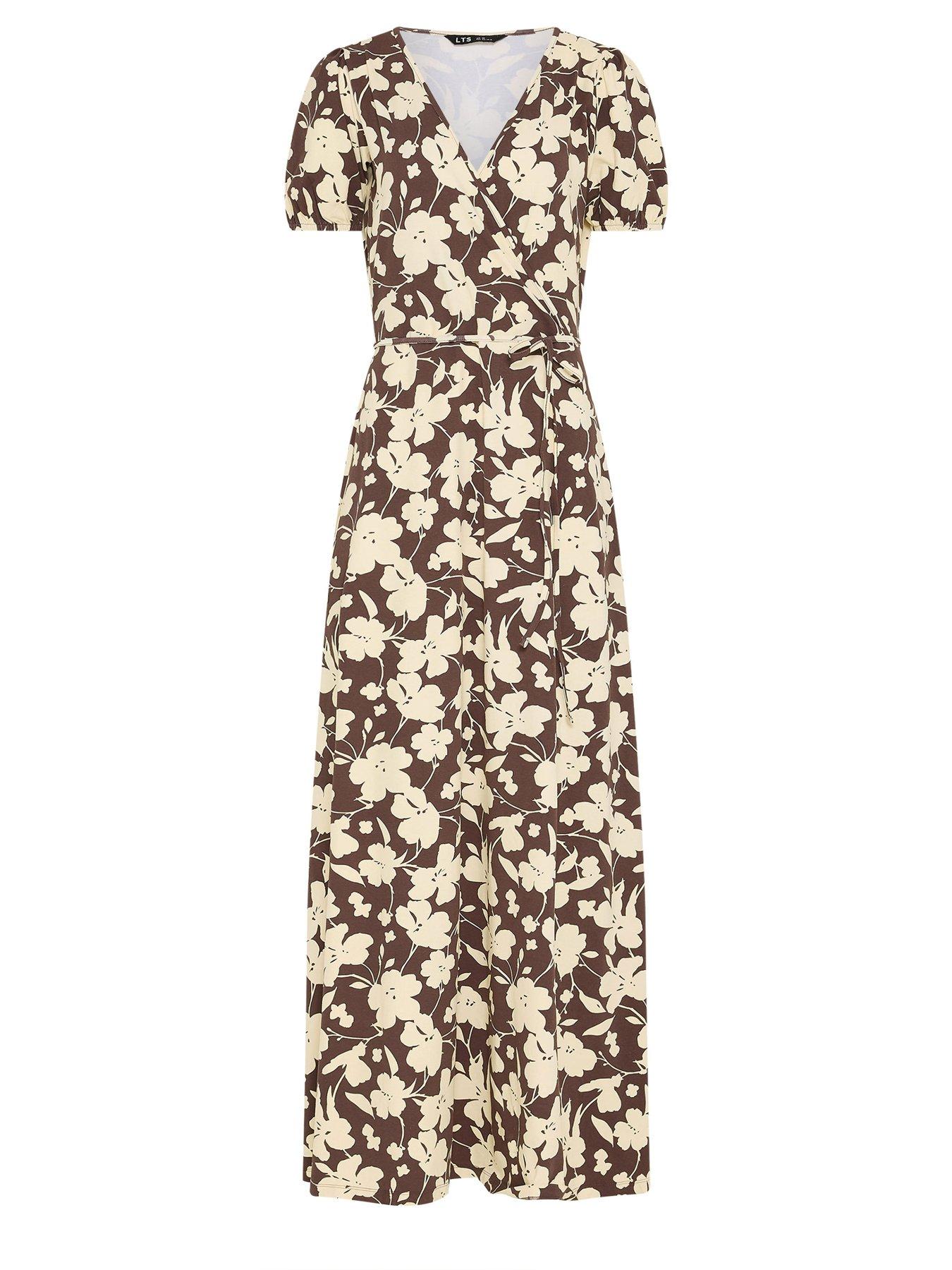 Image 5 of 5 of Long Tall Sally Floral Wrap Maxi Dress - Brown