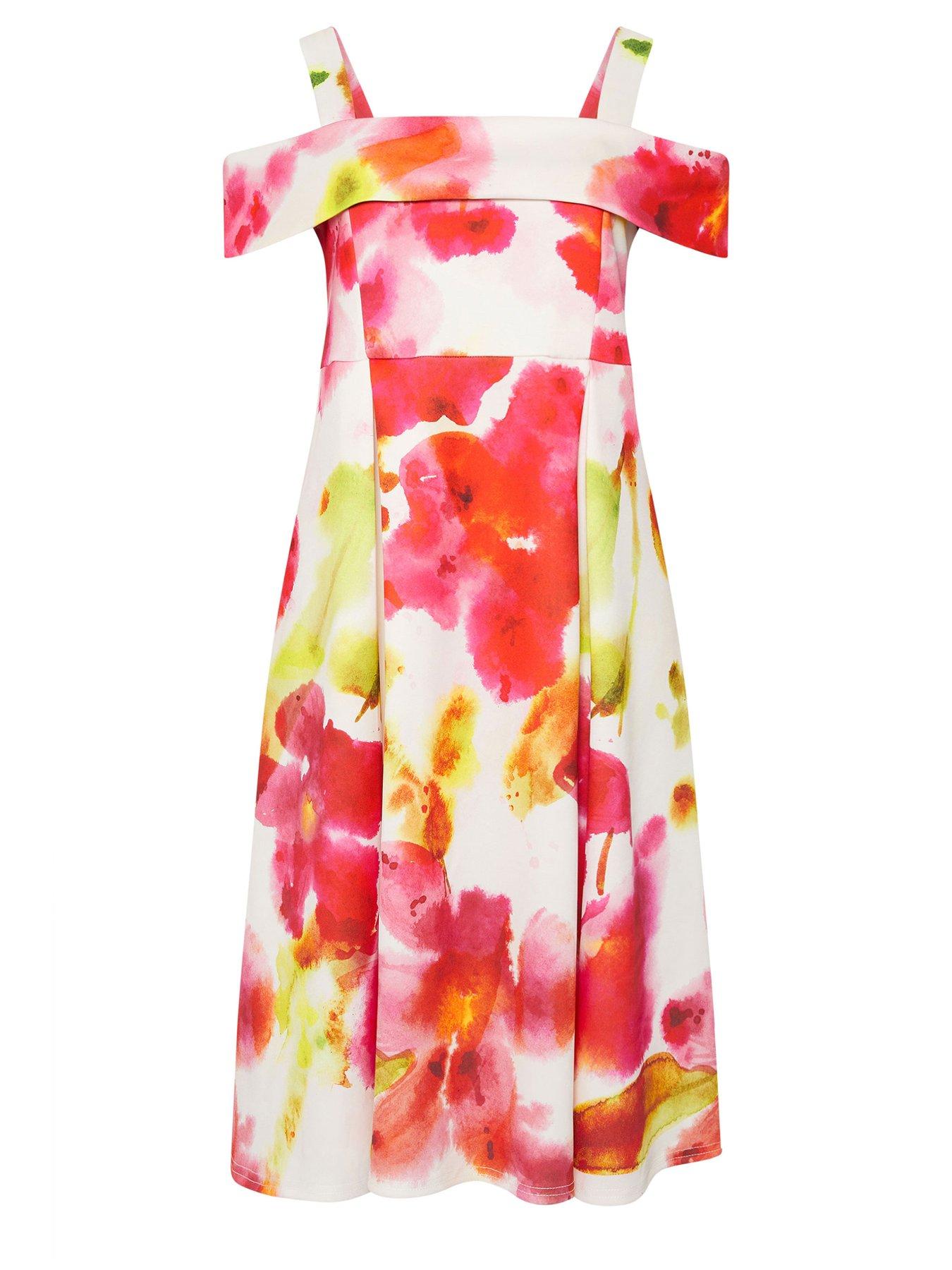Image 5 of 5 of Yours Curve Abstract Cold Shoulder Skater Dress