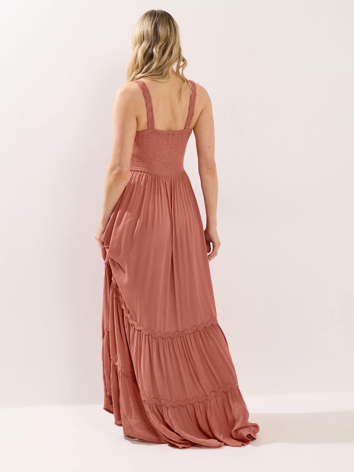 Long Tall Sally Strappy Ric-Rac Textured Maxi Dress - Pink | Very
