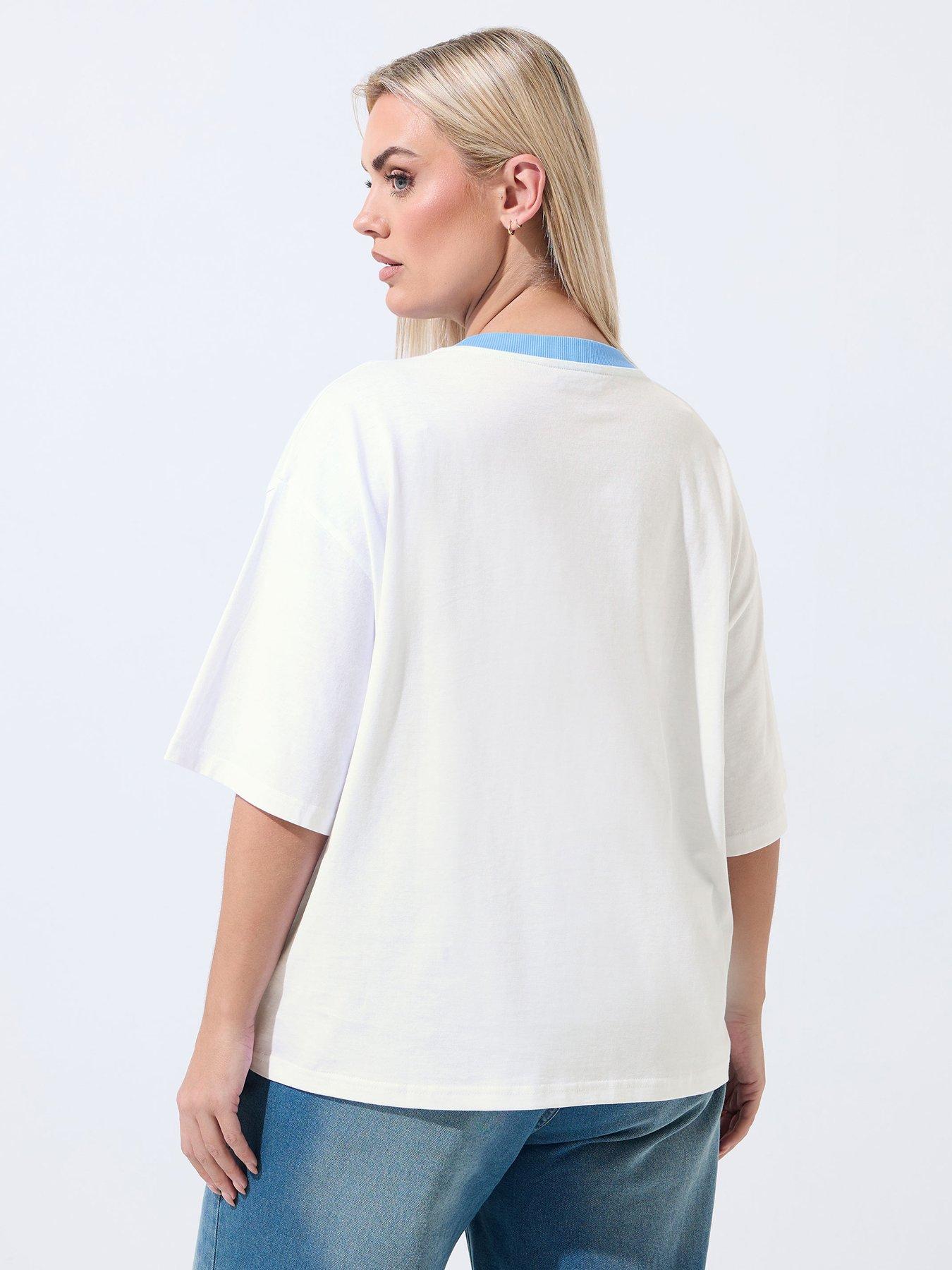 Image 2 of 5 of Yours Curve 3D Embroidery T-Shirt - White