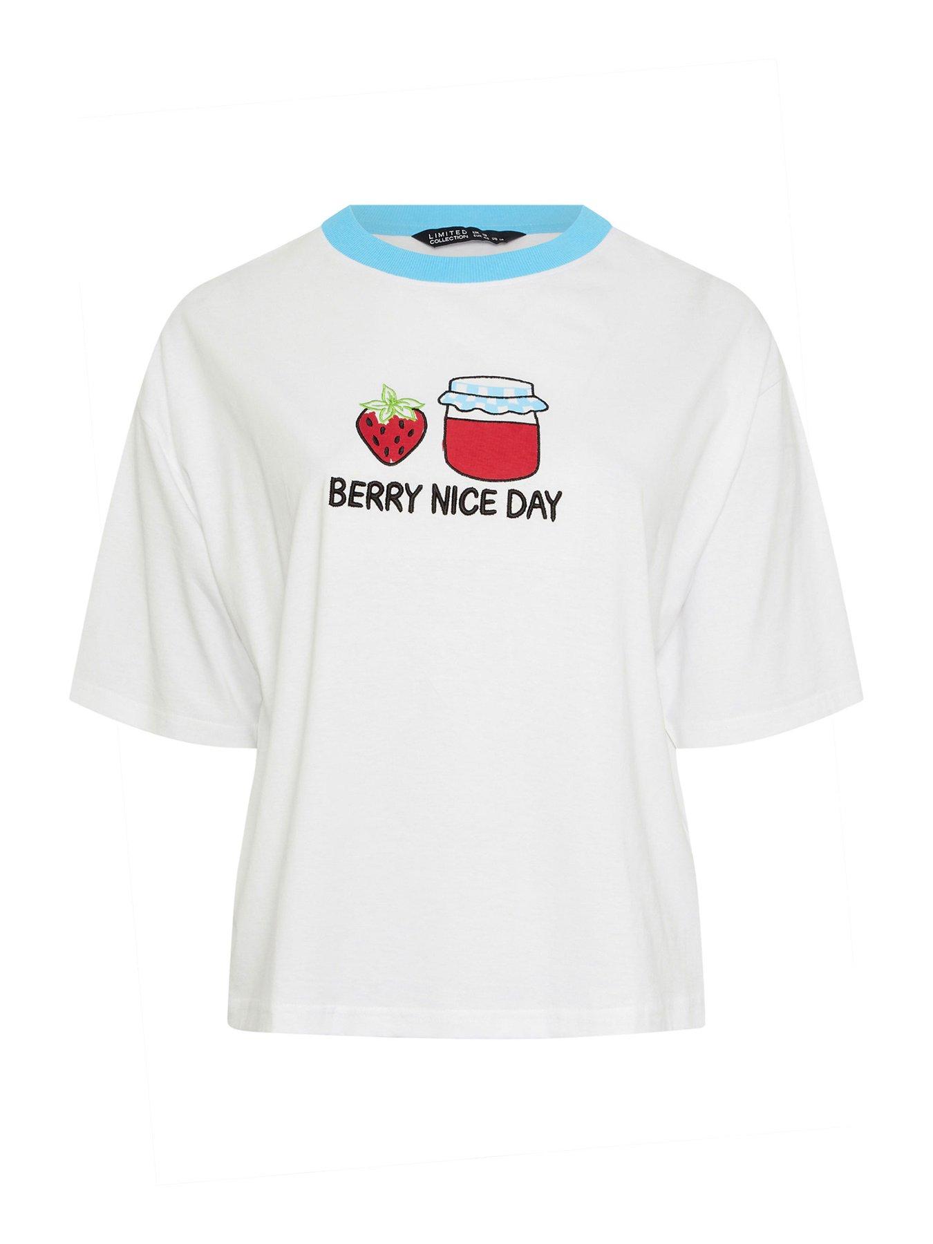 Image 5 of 5 of Yours Curve 3D Embroidery T-Shirt - White