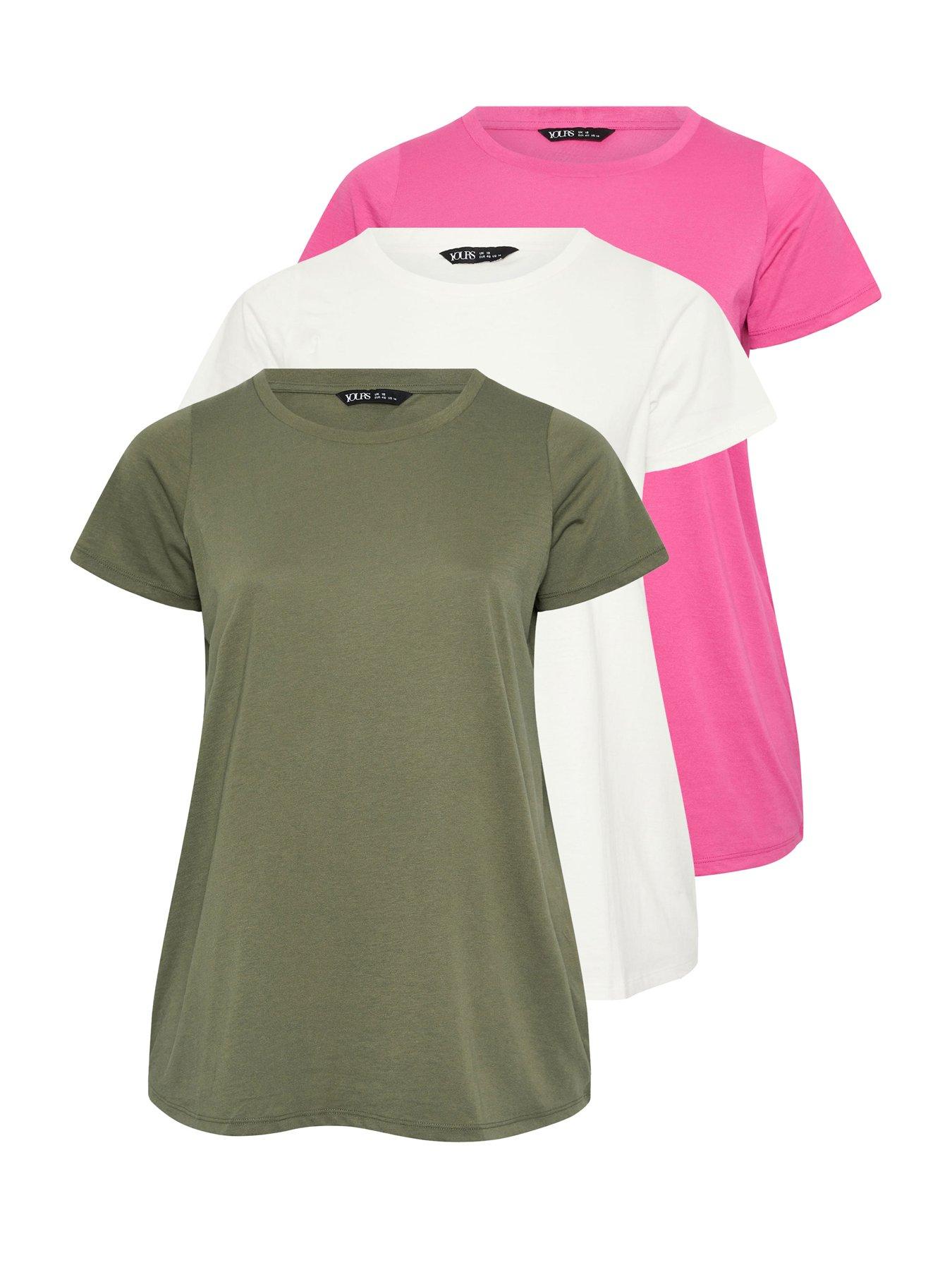 Image 5 of 5 of Yours Curve 3 Pack Short Sleeve Basic T-shirts
