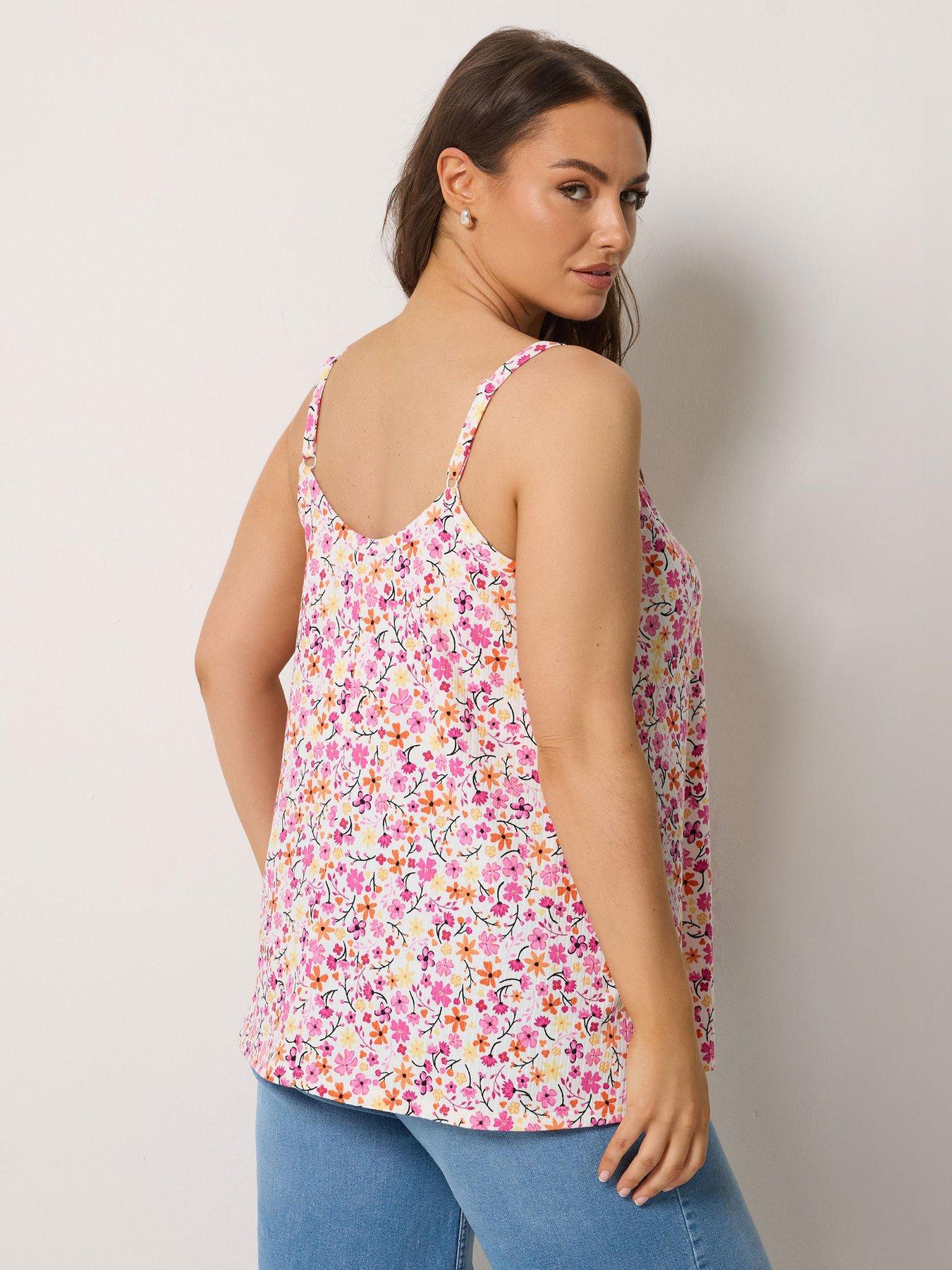 Image 2 of 5 of Yours Curve Ribbed Swing Daisy Print Cami - Multi