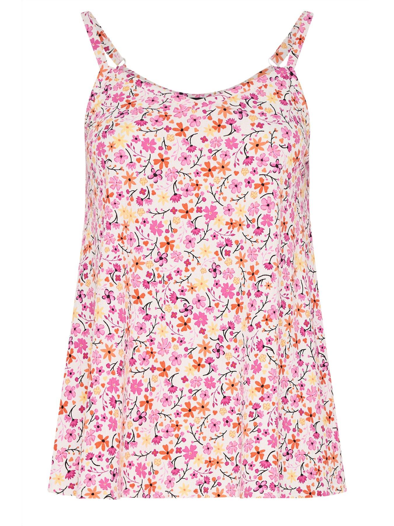 Image 5 of 5 of Yours Curve Ribbed Swing Daisy Print Cami - Multi