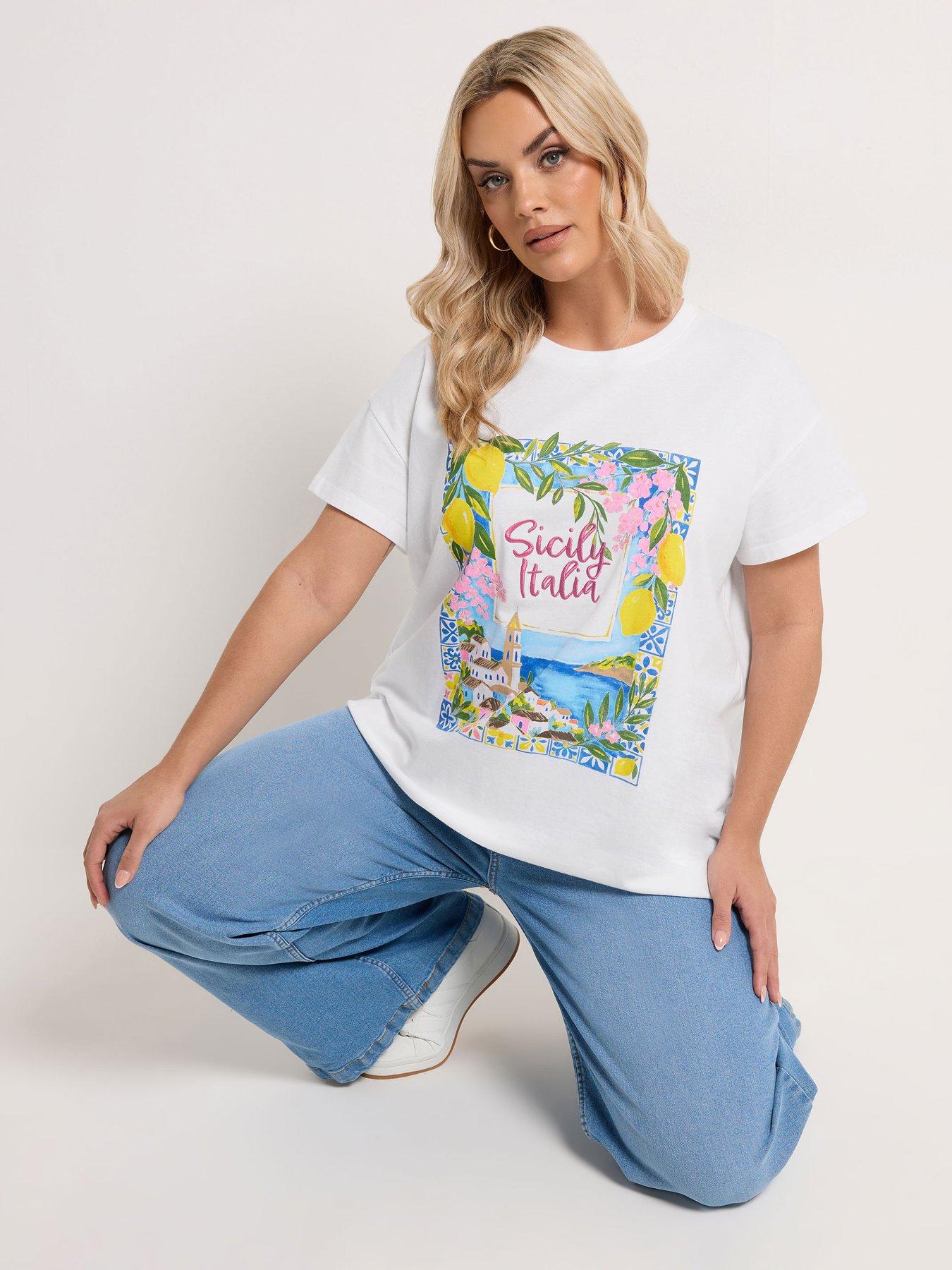 Yours Curve Placement Core T-Shirt - White