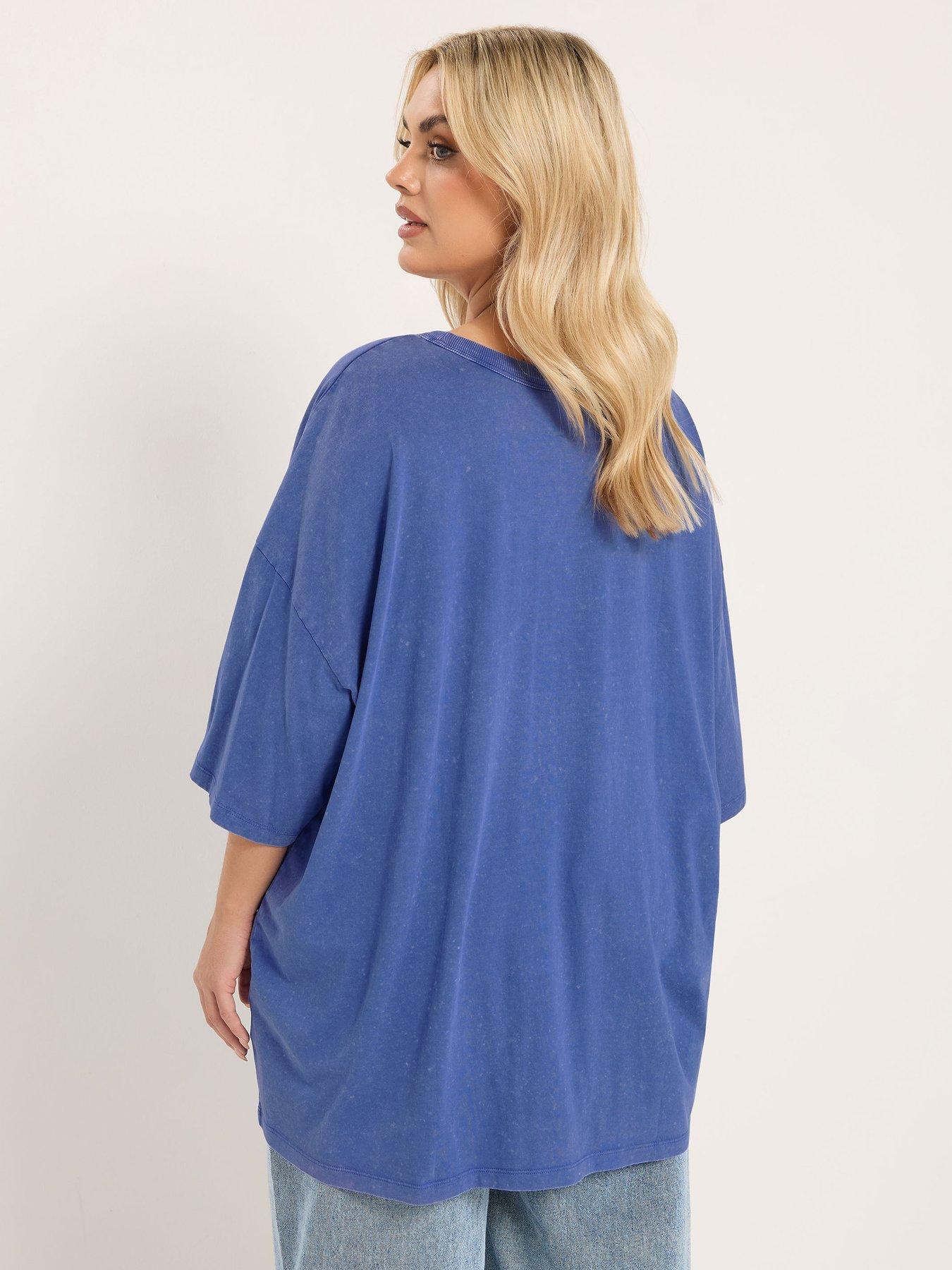 Image 2 of 5 of Yours Curve Placement Boxy T-Shirt - Blue