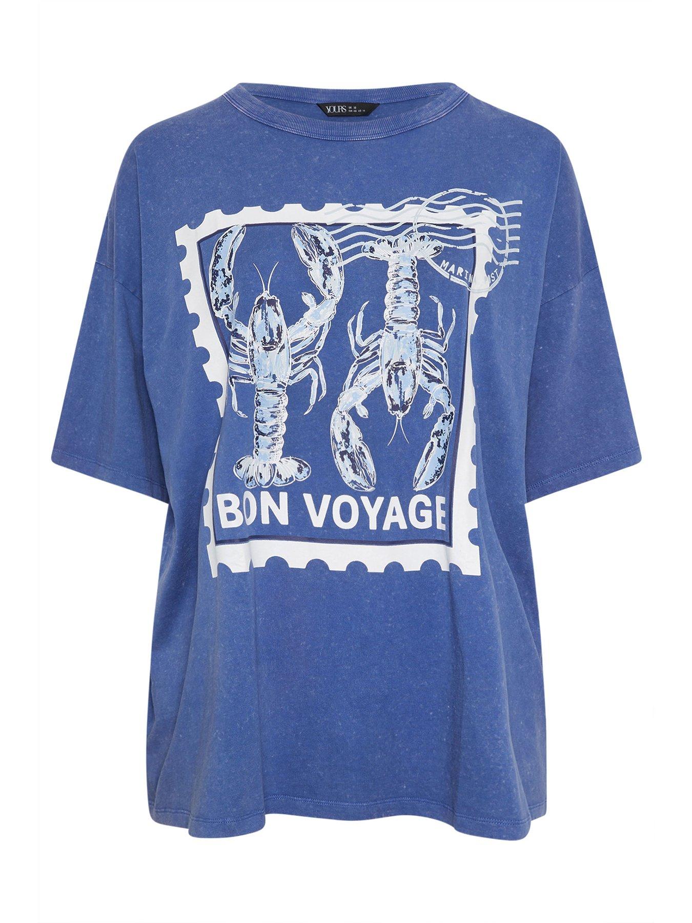 Image 5 of 5 of Yours Curve Placement Boxy T-Shirt - Blue