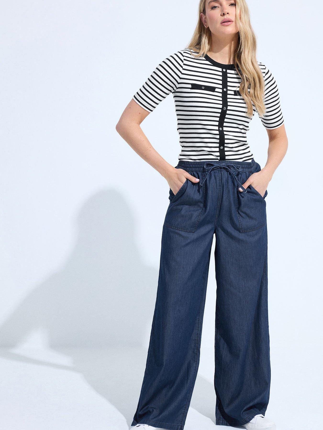 Long Tall Sally Tall Denim Tencel Wide Leg Trousers 36"