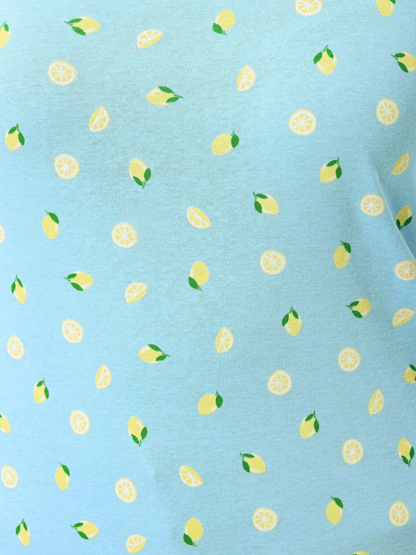 Image 4 of 4 of Yours Curve Lemon Print Ribbed Vest - Blue